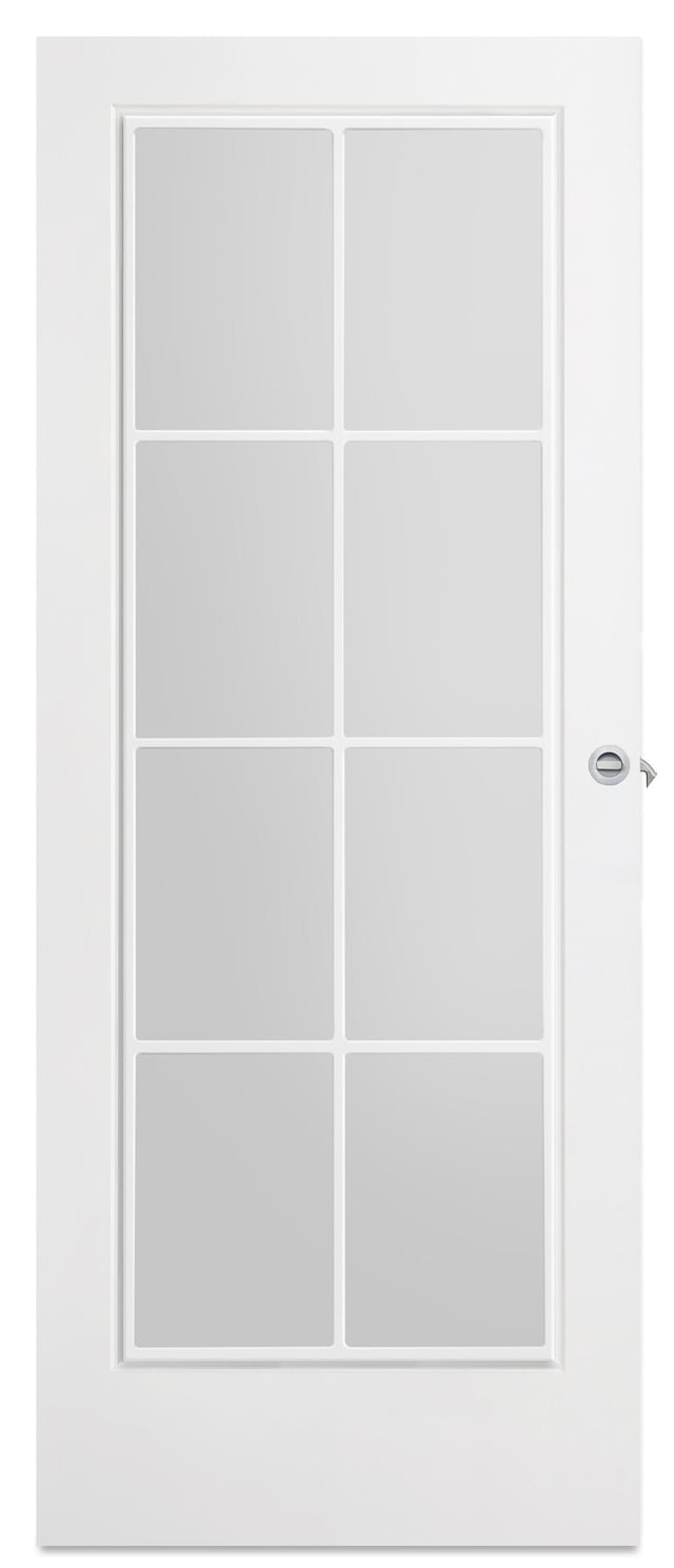 Puerta de interior corredera con cristal incluido estructura maciza serie Line Plus Marsella blanca acabado lacado con uñero y condena anchura 72,5cm