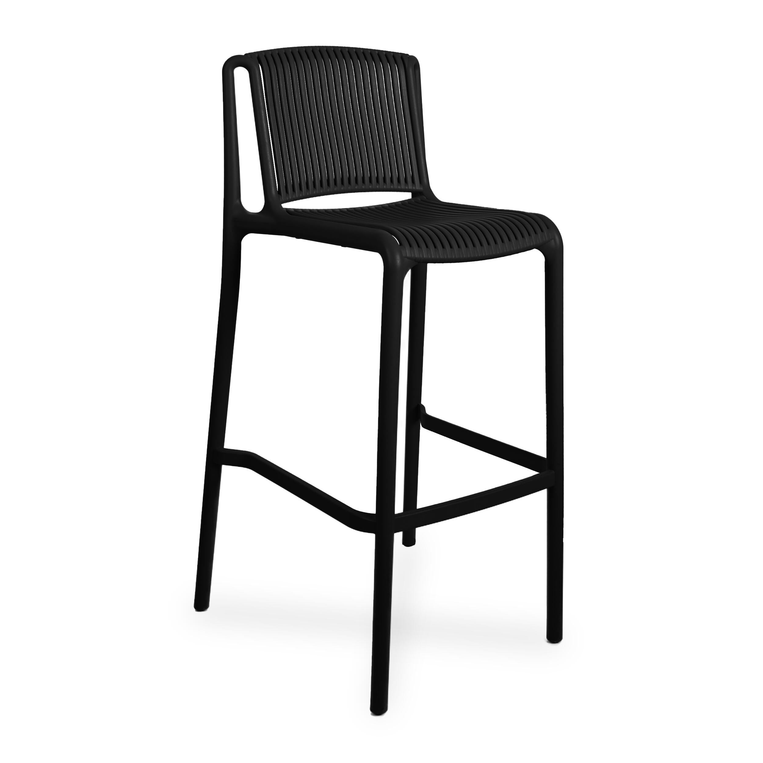 Tabouret de bar Noir pied métal noir - Nevy