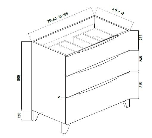 Mueble de baño New asimétrico blanco 80x45 cm (lavabo no incluido) - 4