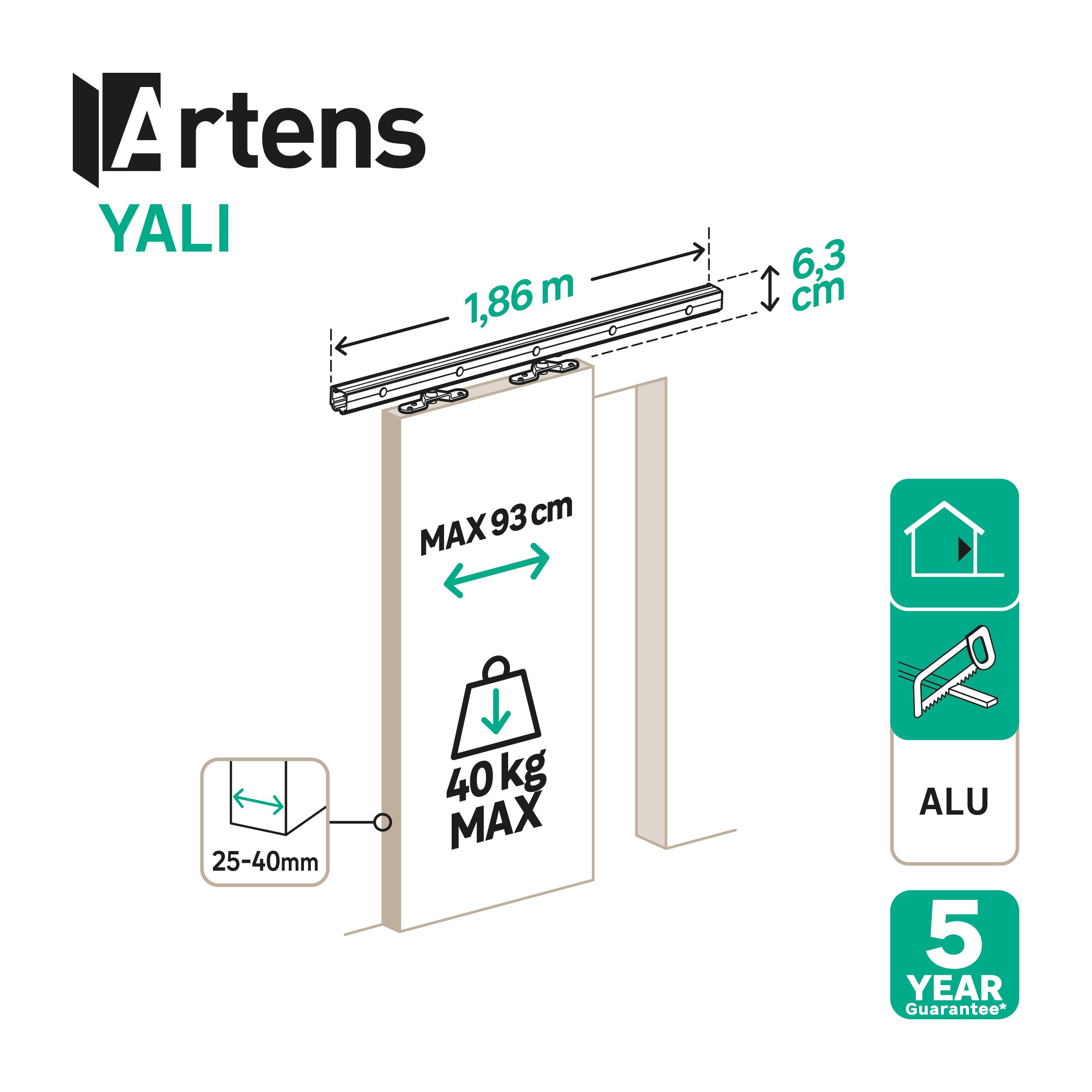 Rail coulissant Yali, pour porte de largeur 93 cm maximum, ARTENS - 2