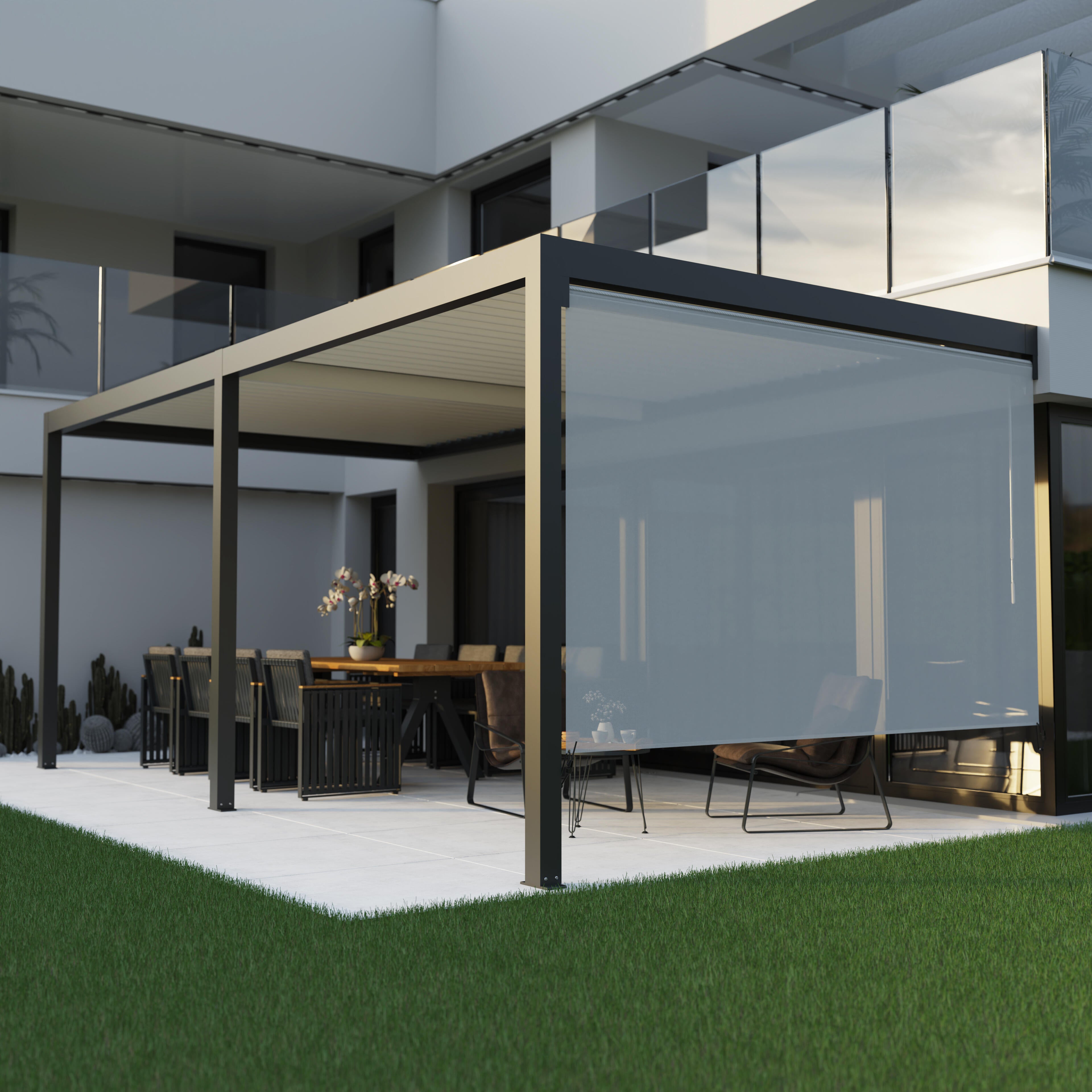 Store latéral non guidé TIERAL pour pergola Caleta 3m adossée gris anthracite - 2