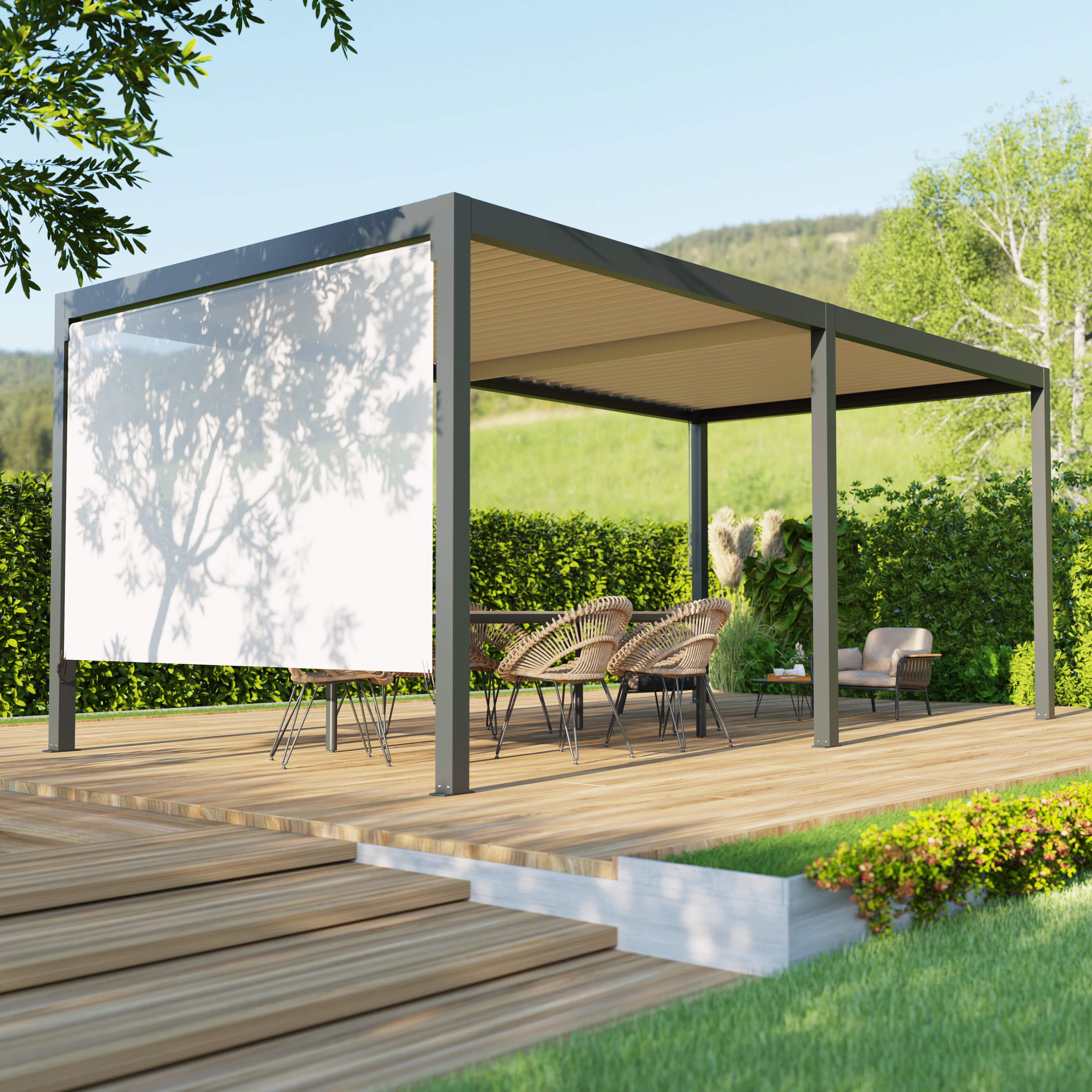 Store latéral non guidé TIERAL pour pergola Caleta 3m autoportante anthracite - 2