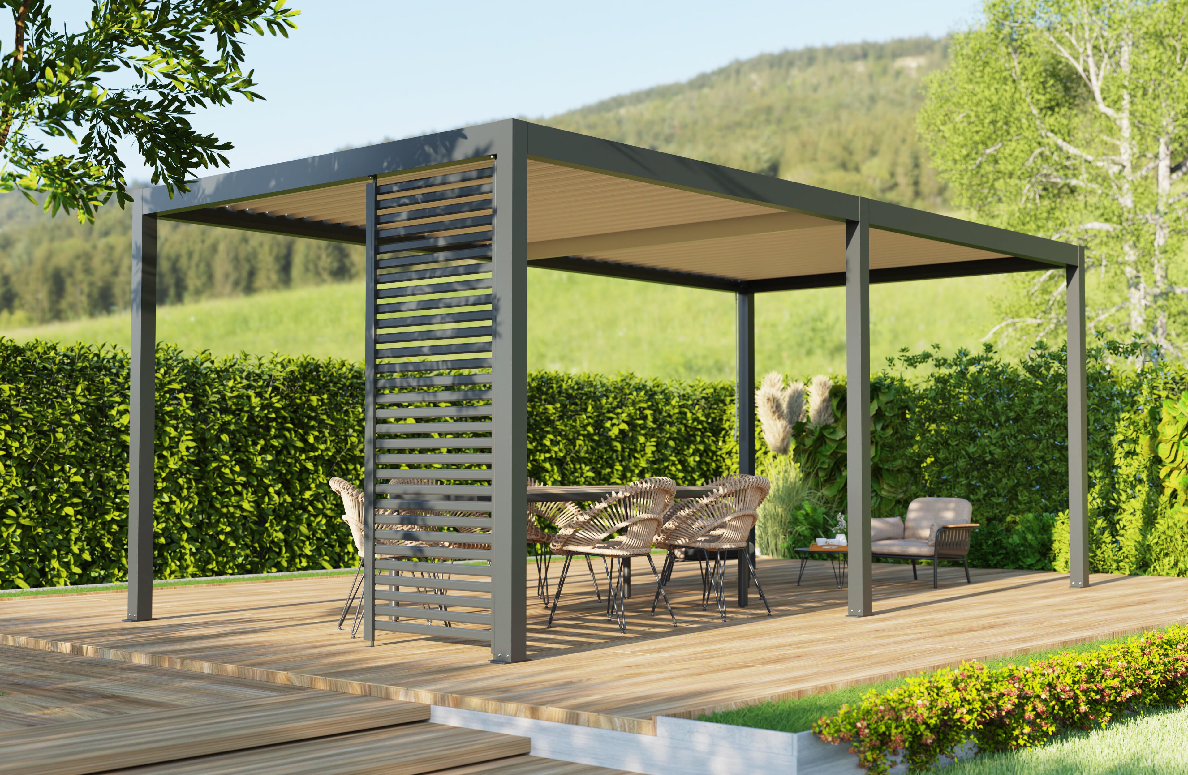 Paroi ajourée largeur 0m96 TIERAL pour pergola Caleta gris anthracite - 5