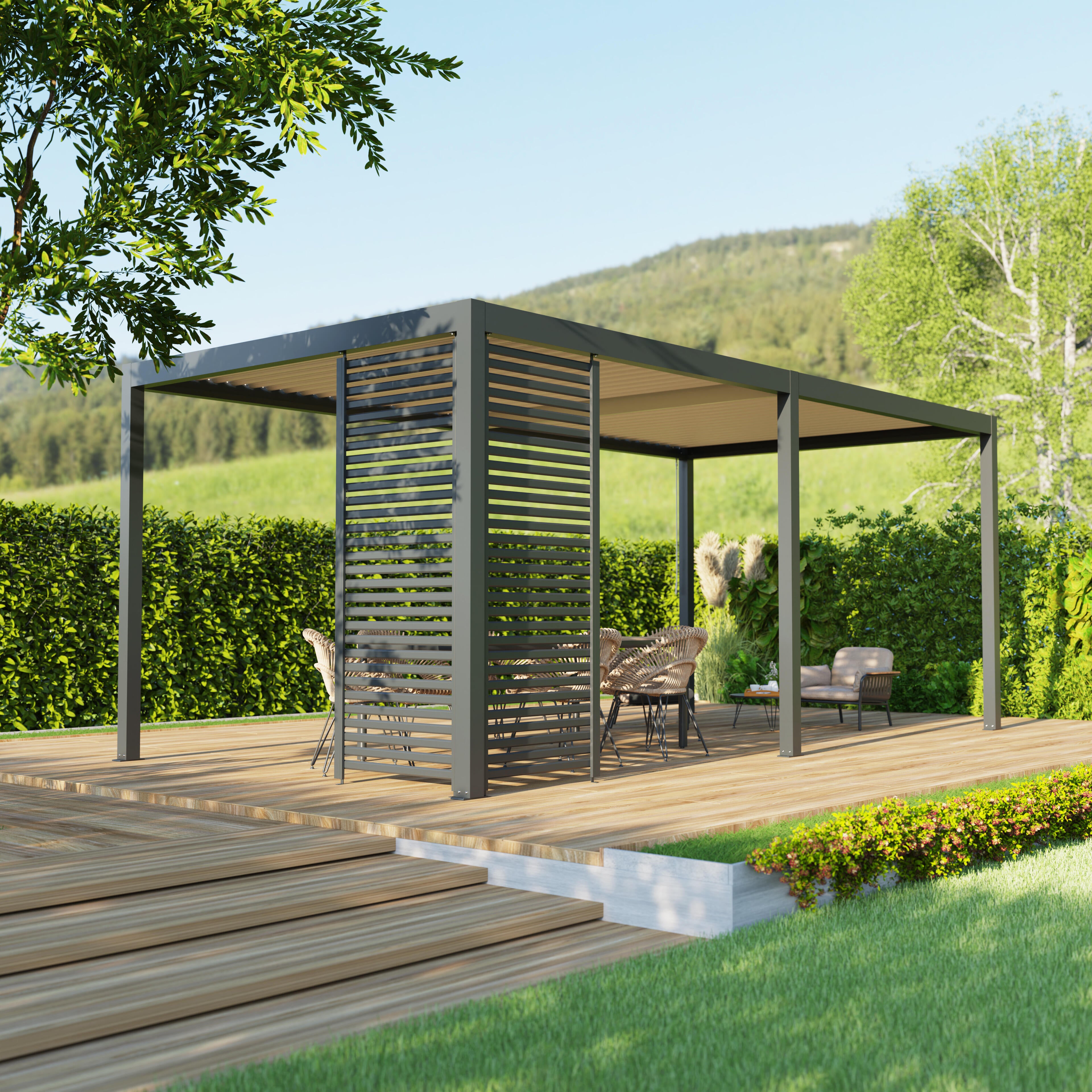 Paroi ajourée largeur 0m96 TIERAL pour pergola Caleta gris anthracite - 2