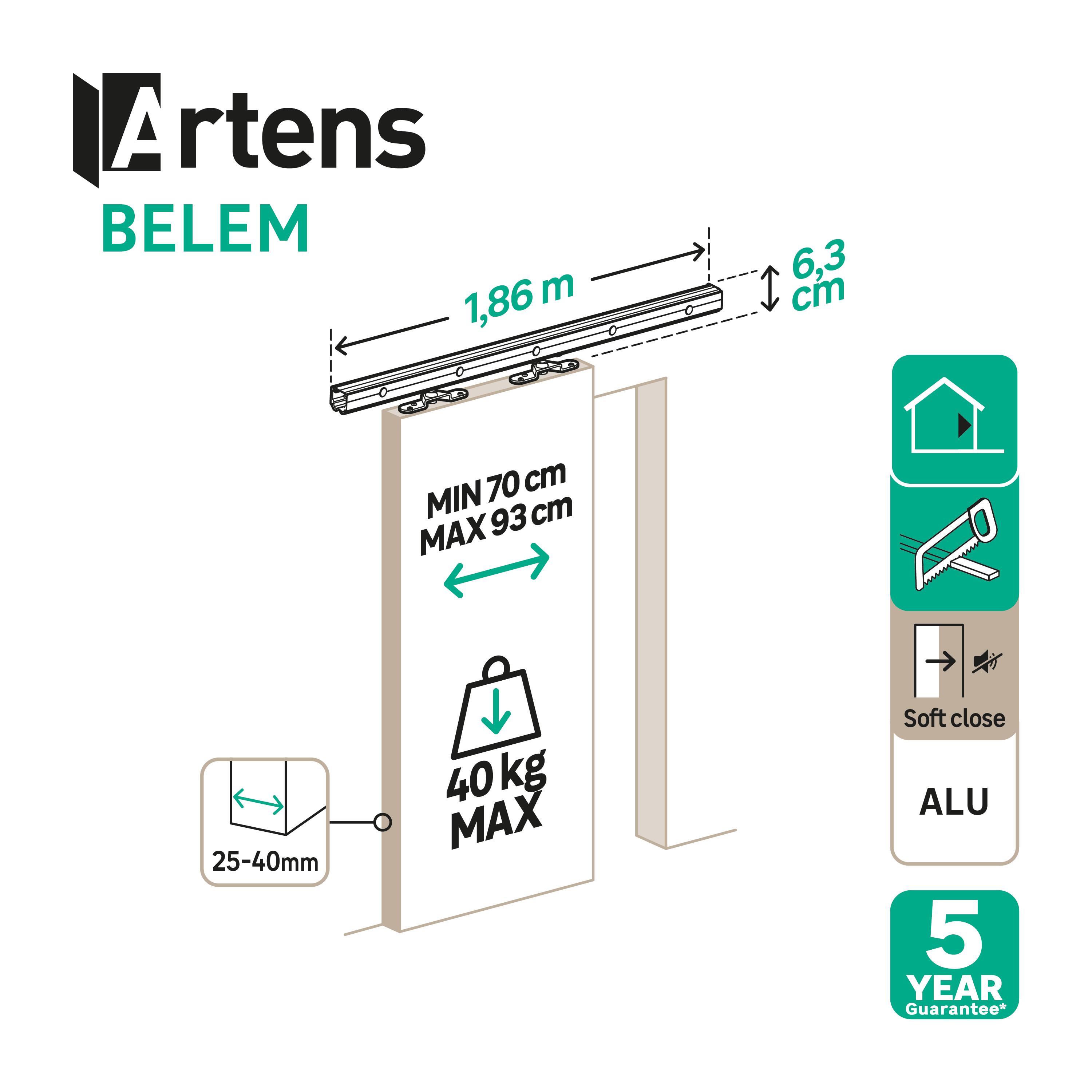 Rail coulissant Belem, pour porte de largeur 93 cm maximum, ARTENS - 2