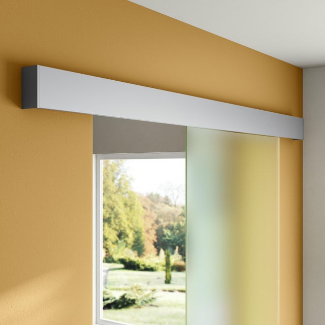 Sistema scorrevole Atelier in alluminio argento anodizzato per anta in legno e metallo, L 186 x H 11.5 cm