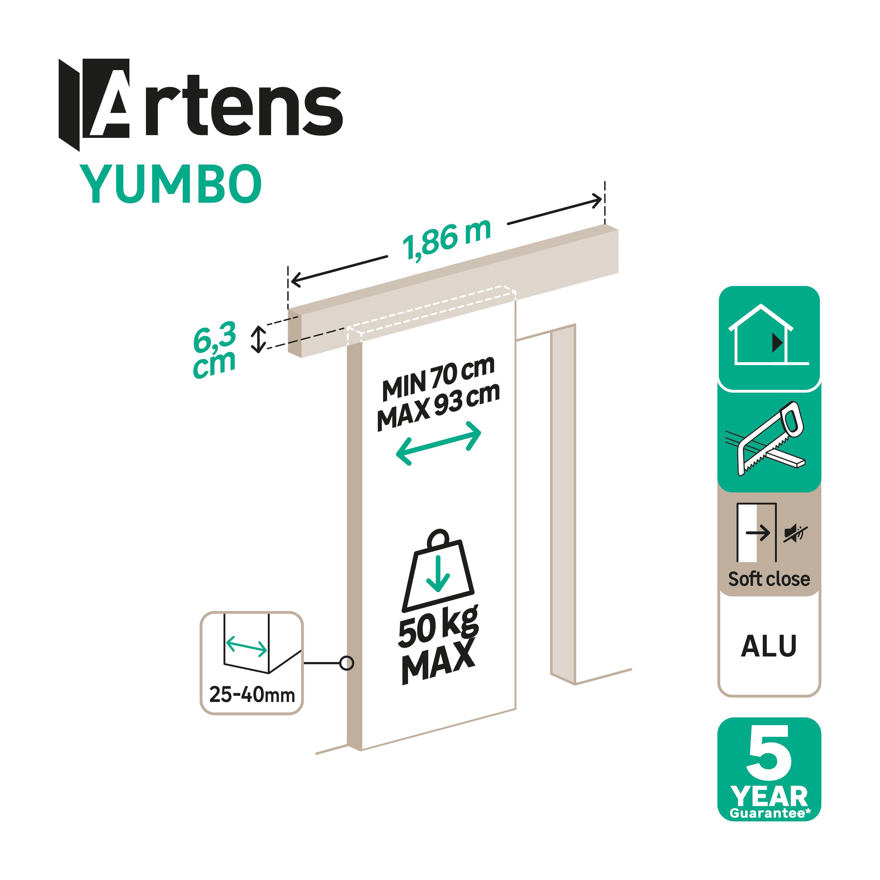 Guía puerta corredera aluminio Mad/Yumbo gris fijación pared tapa 186cm Artens - 2