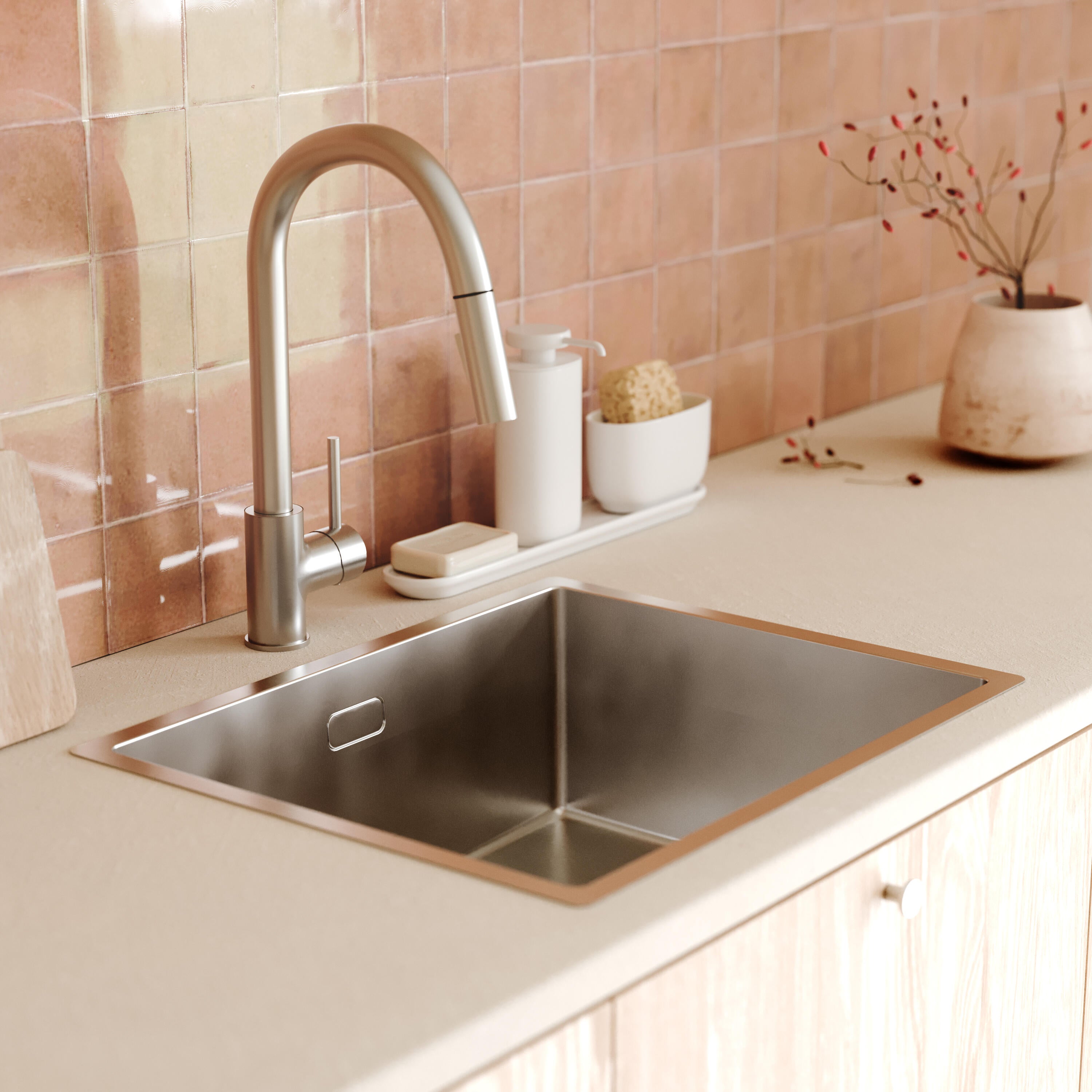 Lava-louça 1 cuba sem escorredor 55 x 45 x 20 cm prateado aço inoxidável Delinia Michigan - 3