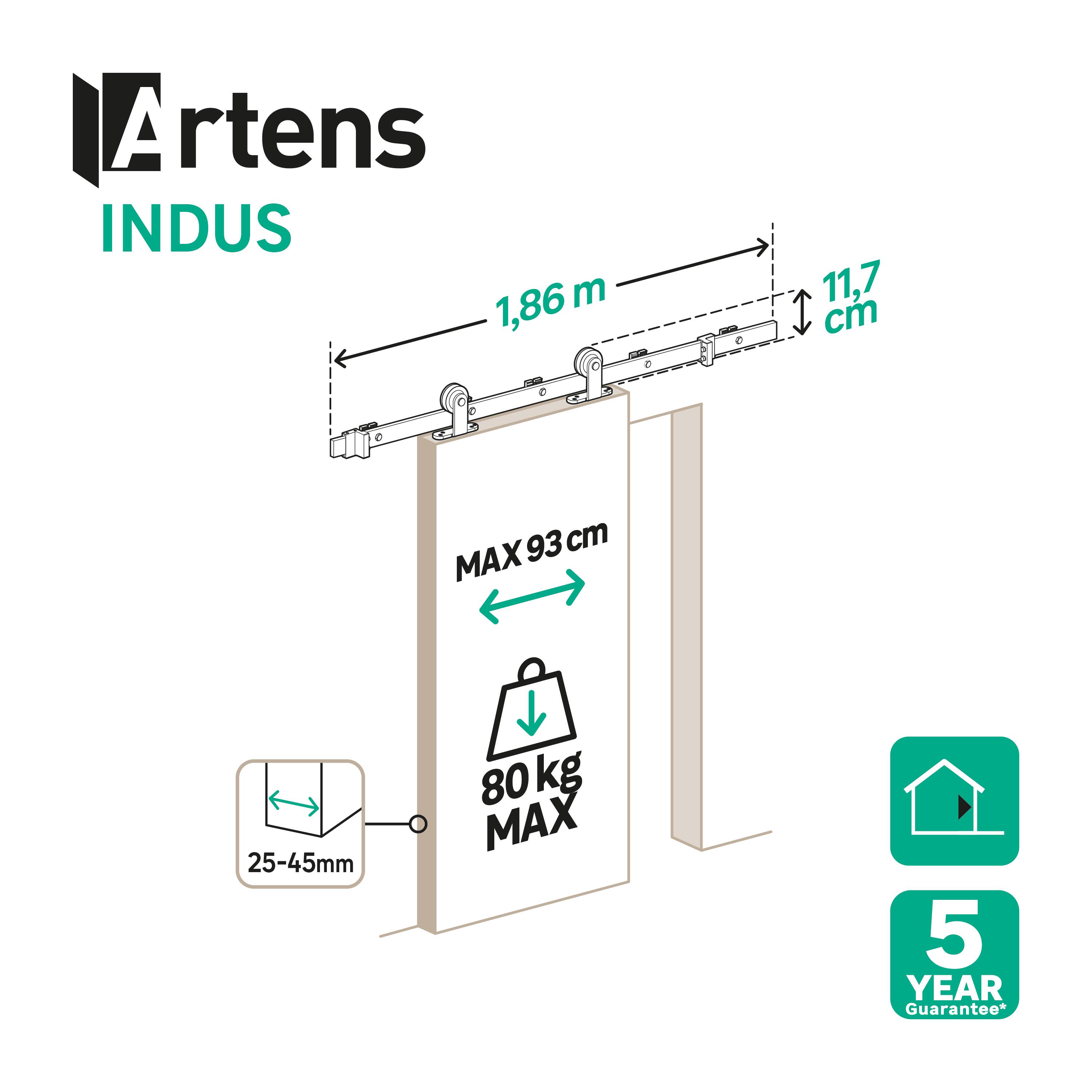 Pack puerta de interior corredera ciega maciza madera Granero pino anchura 82,5cm +guia corredera - 2