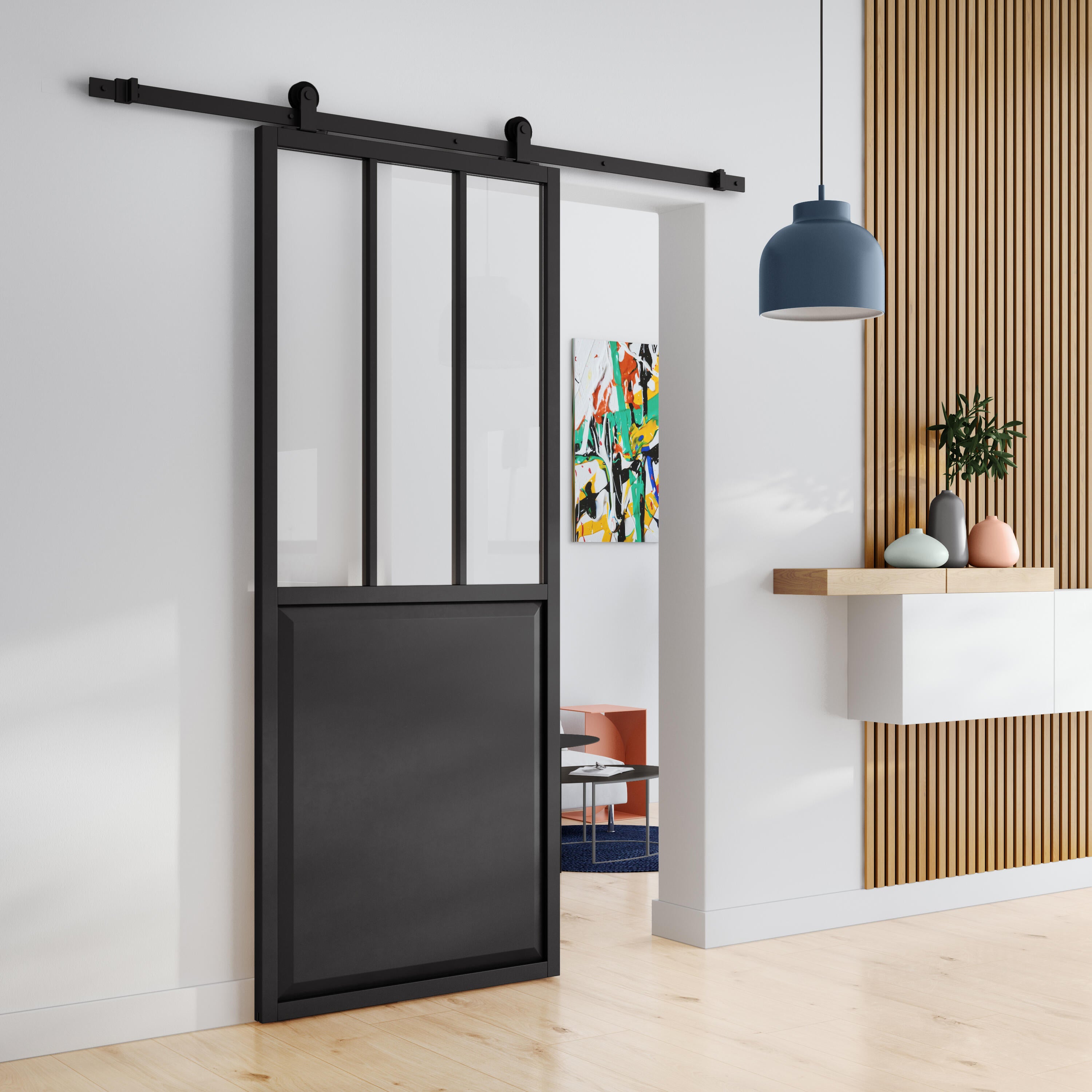 Rail coulissant Indus 2, pour porte de largeur 93 cm maximum, ARTENS - 4