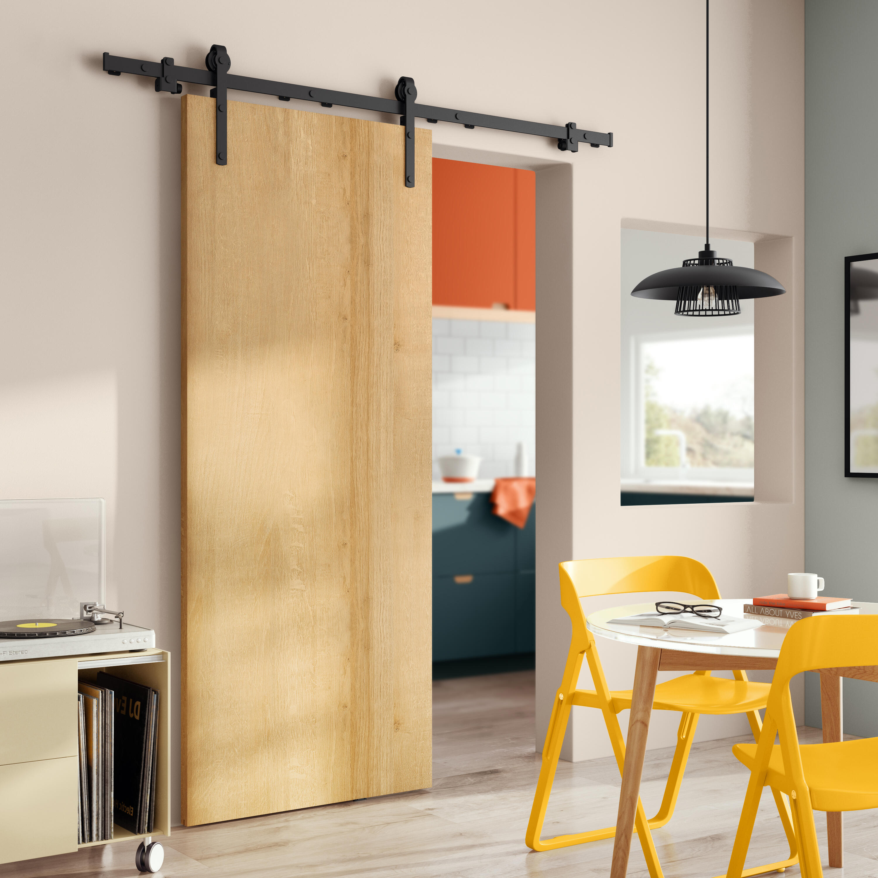 Rail coulissant Factory noir sablé, pour porte largeur 93 cm max, ARTENS - 3