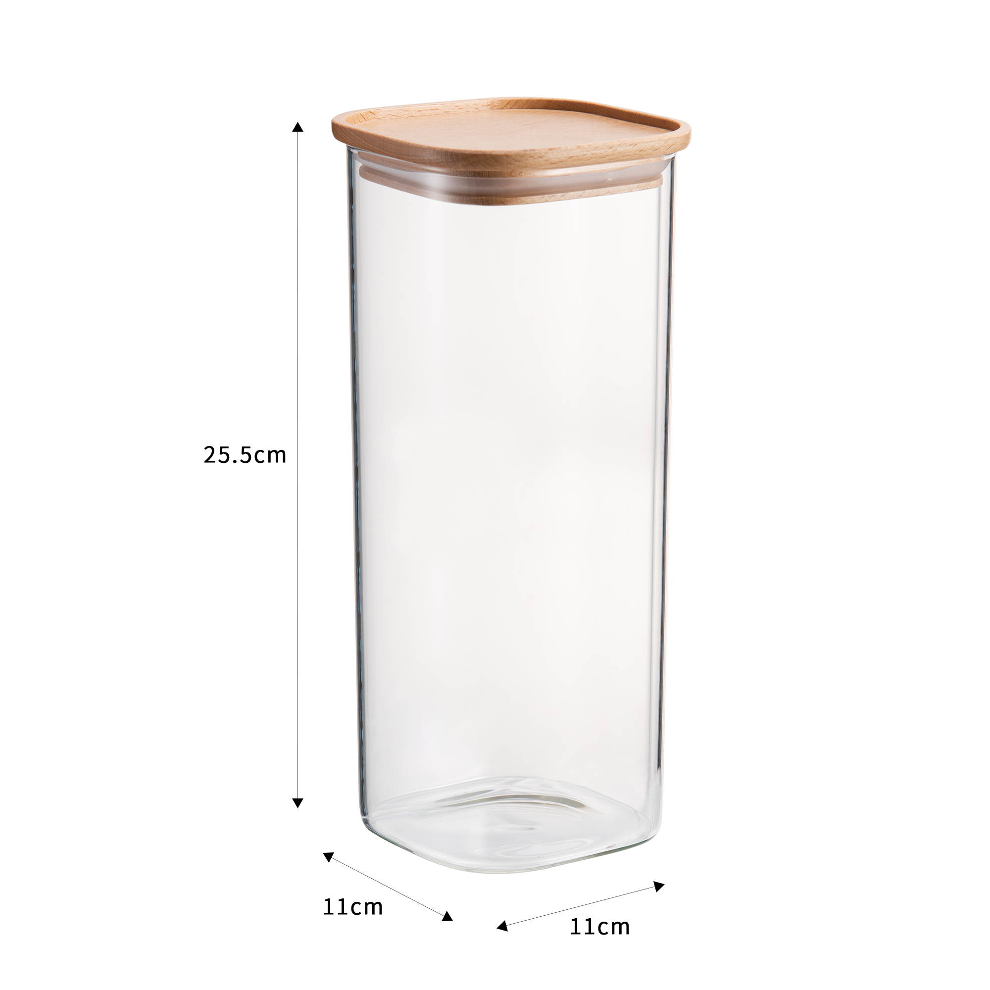 Bocal hermétique en verre et hêtre, 1.5L Scandi DELINIA - 2