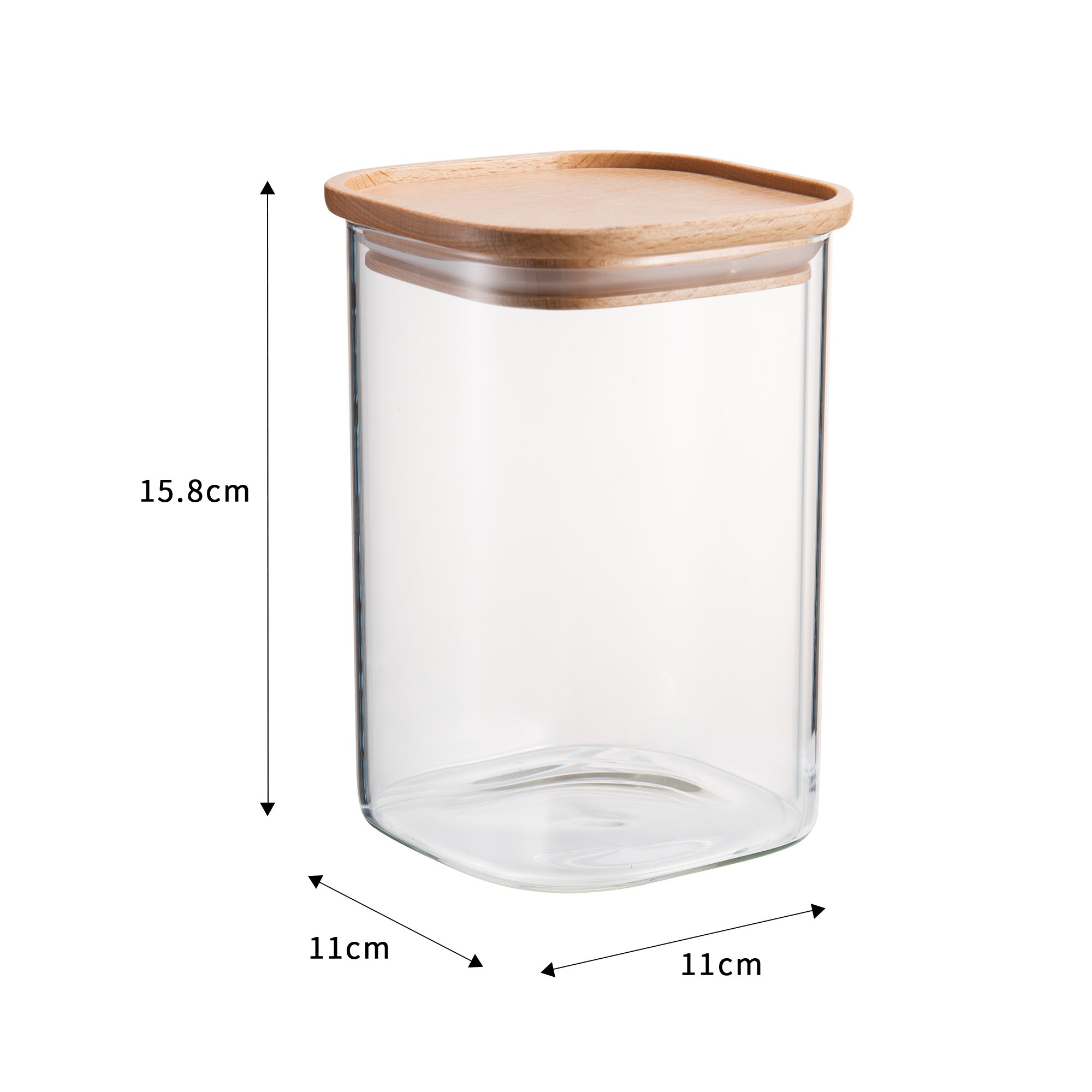 Bocal hermétique en verre et hêtre, 1L Scandi DELINIA - 2