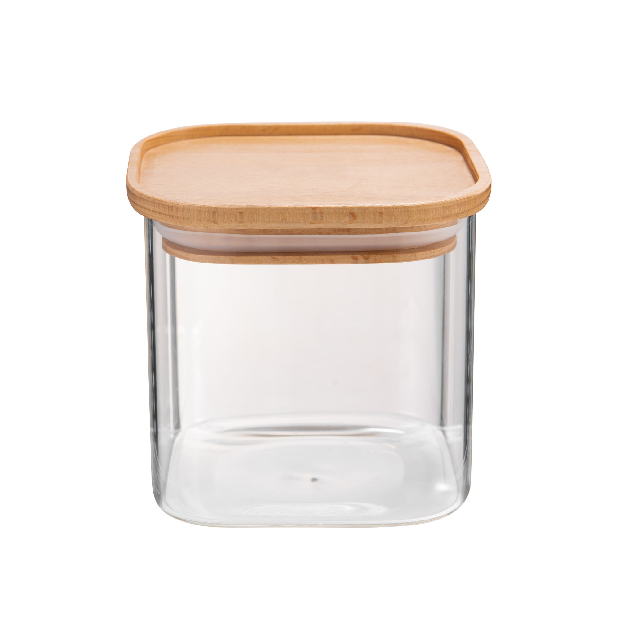 Pojemnik szklany z bukową pokrywką 500 ml Delinia