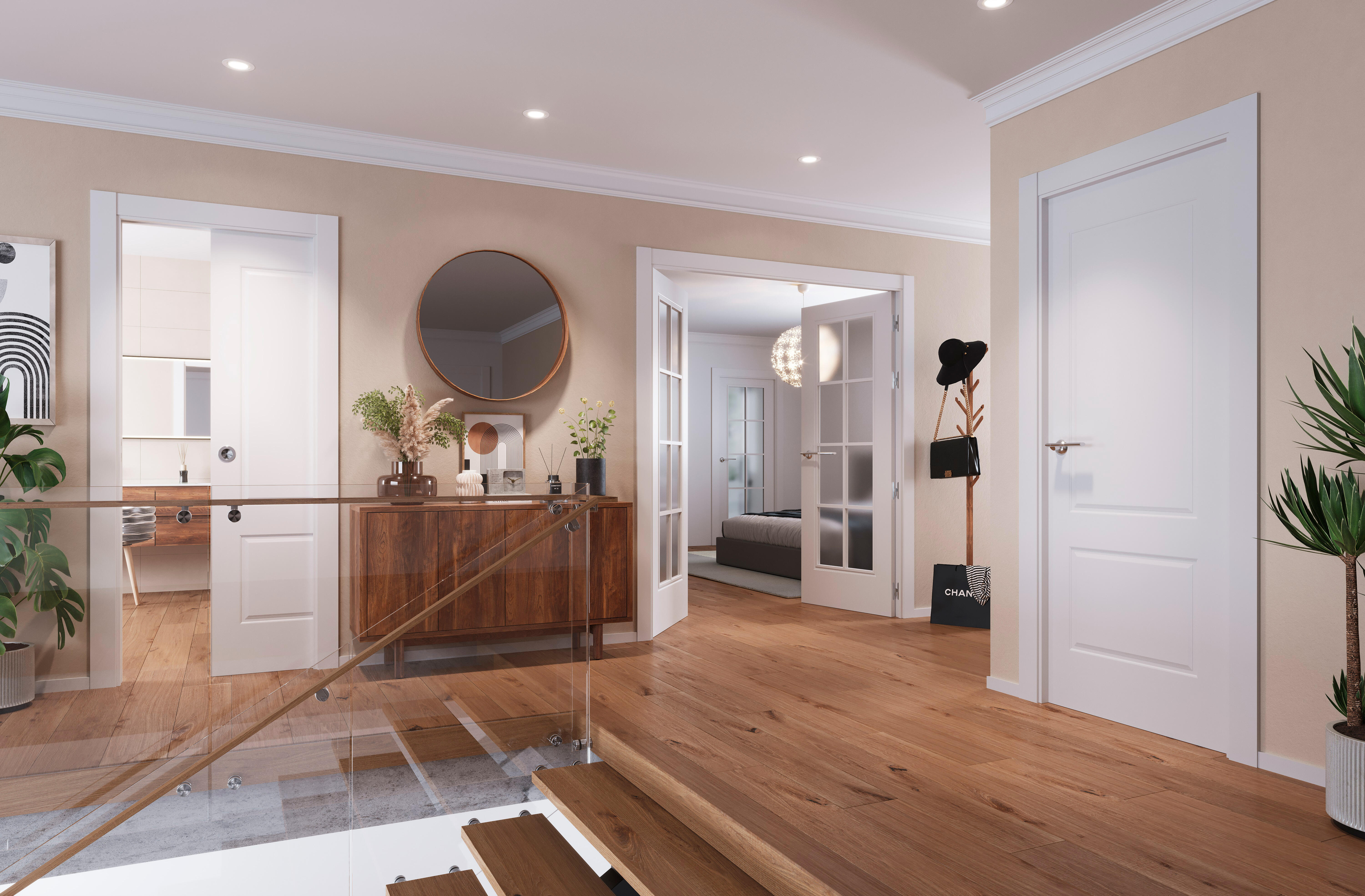 Puerta de interior abatible doble con cristal maciza lacada Line Plus Marsella blanco apertura izquierda cerco de 7x2 anchura 125cm - 2