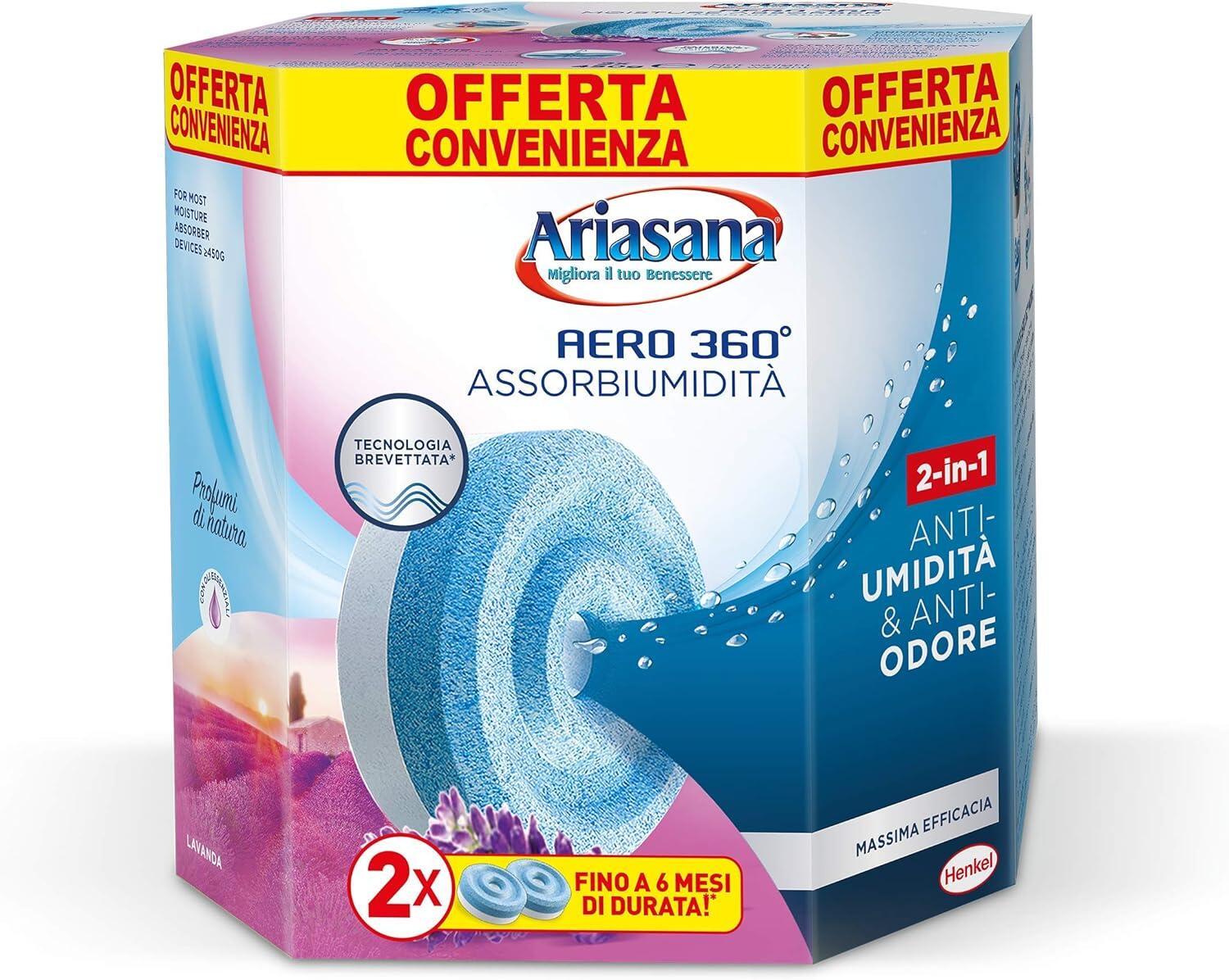 Set 2 tab ricarica sali assorbiumidità Ariasana Aero 360° lavanda 450g x 2, 20 mq HENKEL  - 7