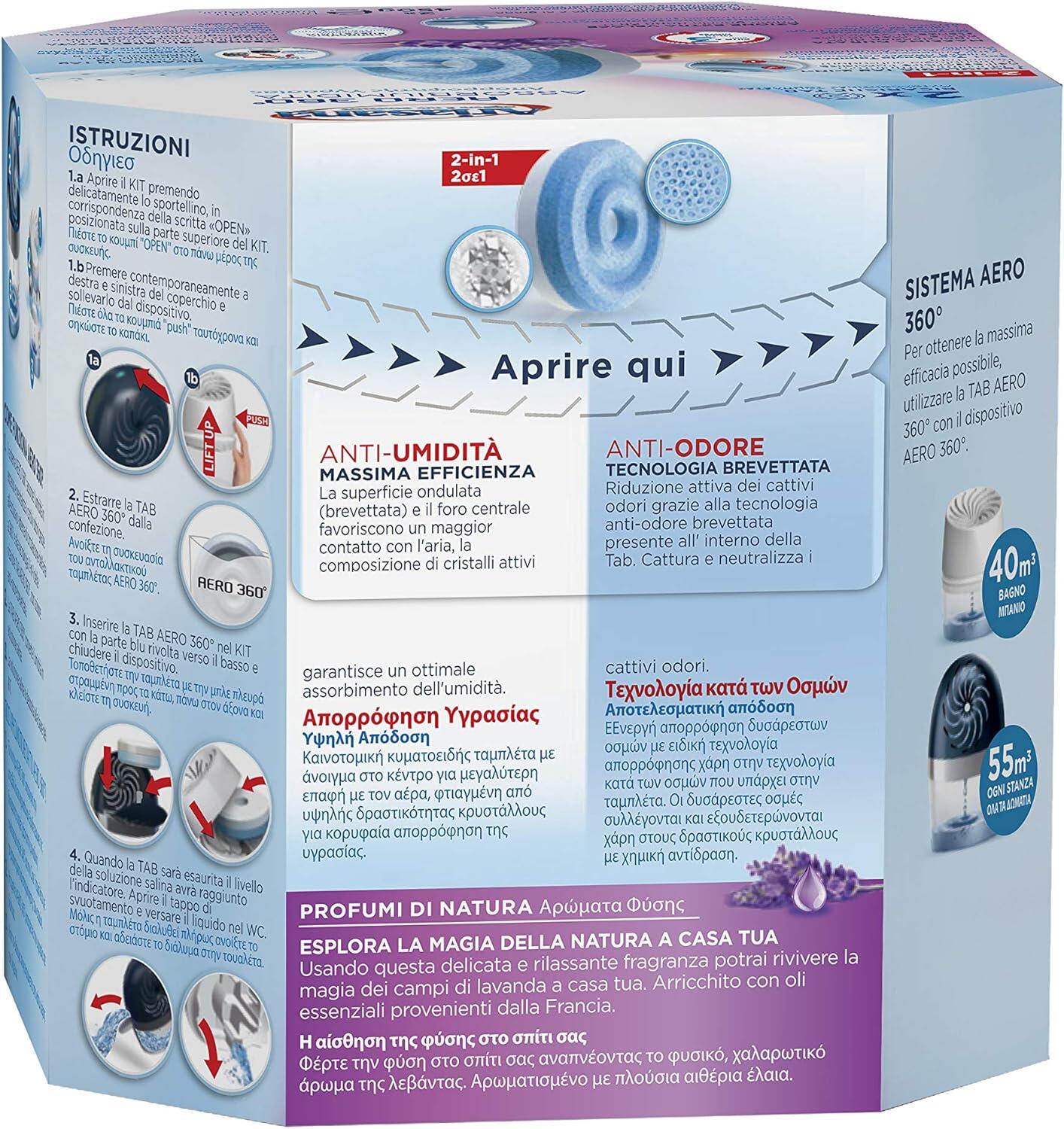 Set 2 tab ricarica sali assorbiumidità Ariasana Aero 360° lavanda 450g x 2, 20 mq HENKEL  - 6