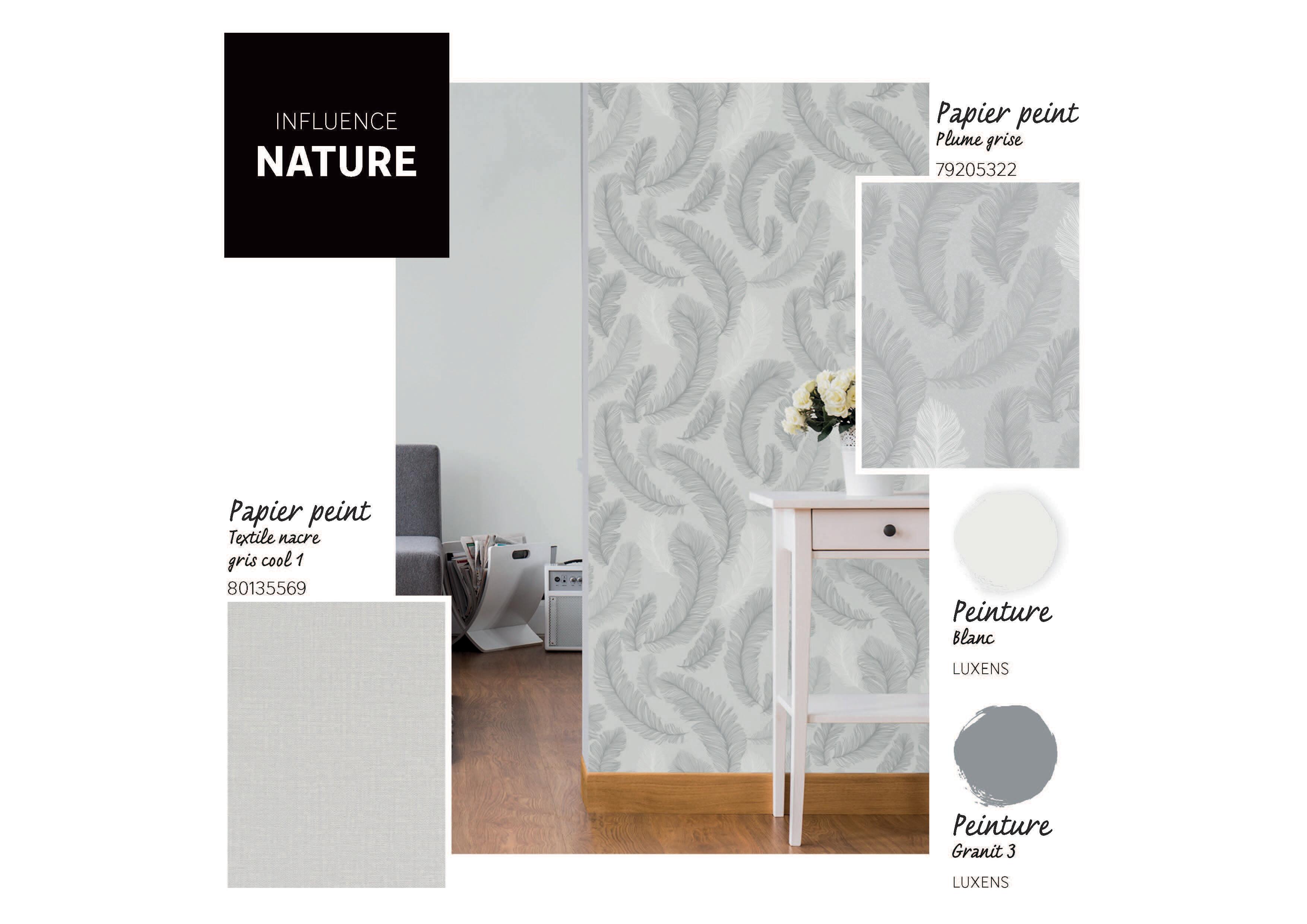 Papier peint intissé Plume paillette gris - 2