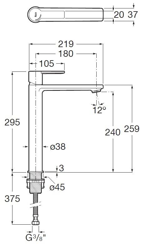 Grifo de lavabo ROCA Alpine monomando negro mate. Apertura en frío. Antical. Latón.  - 2
