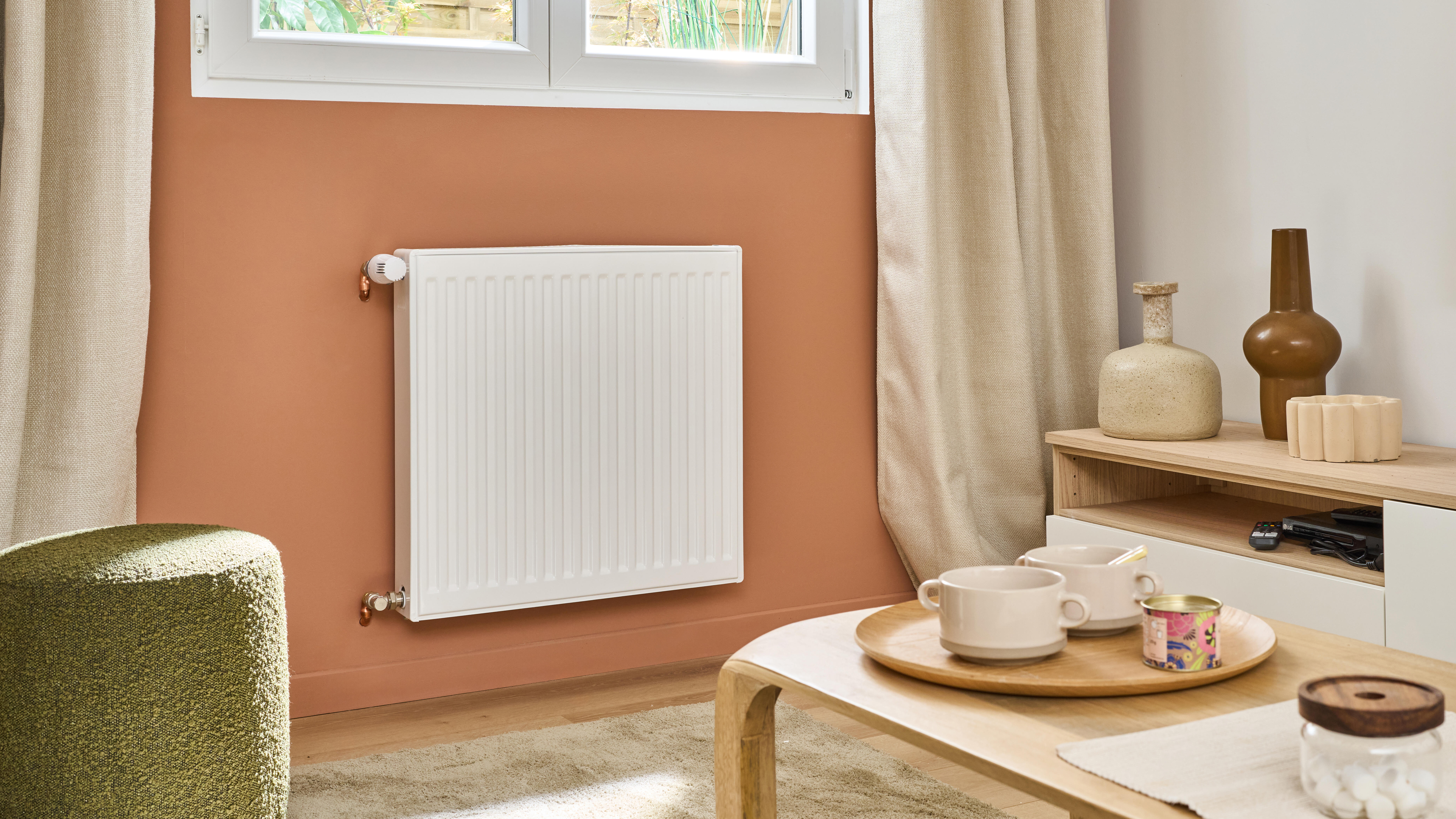 Radiateur eau chaude 965W, l.60xH.60 cm Easy DE'LONGHI horizontal blanc - 2