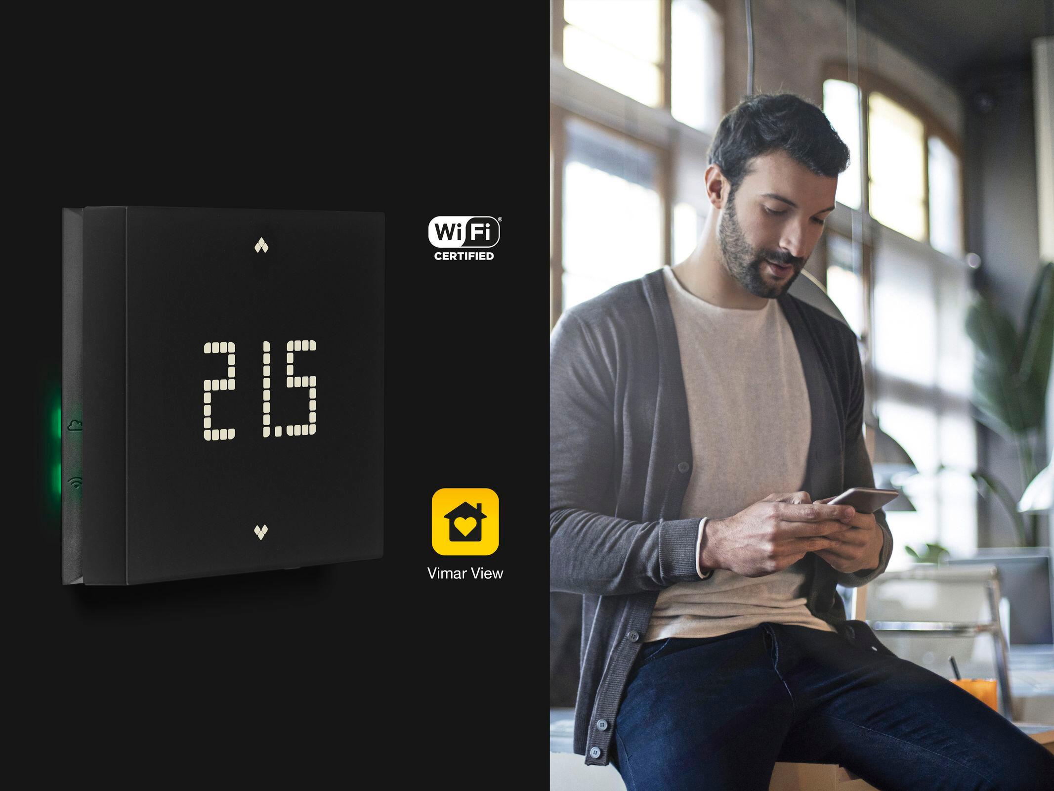 Termostato intelligente e connesso a parete WIFI VIMAR WiFi installazione a parete nero - 8