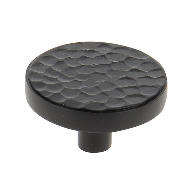 Bouton de meuble rond Impact plat, aluminium noir peint, Diam.40 mm