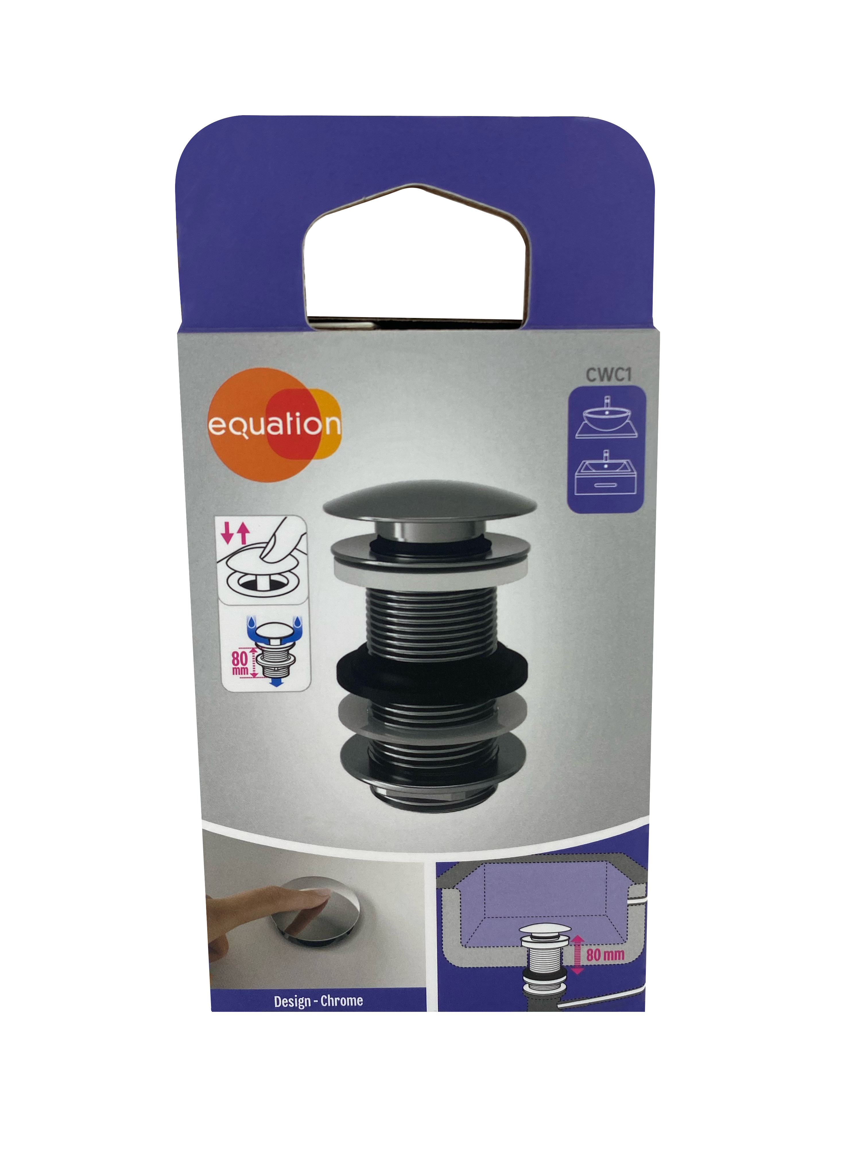 Bonde clic-clac pour lavabo, chrome, Diam.66 mm, EQUATION - 5