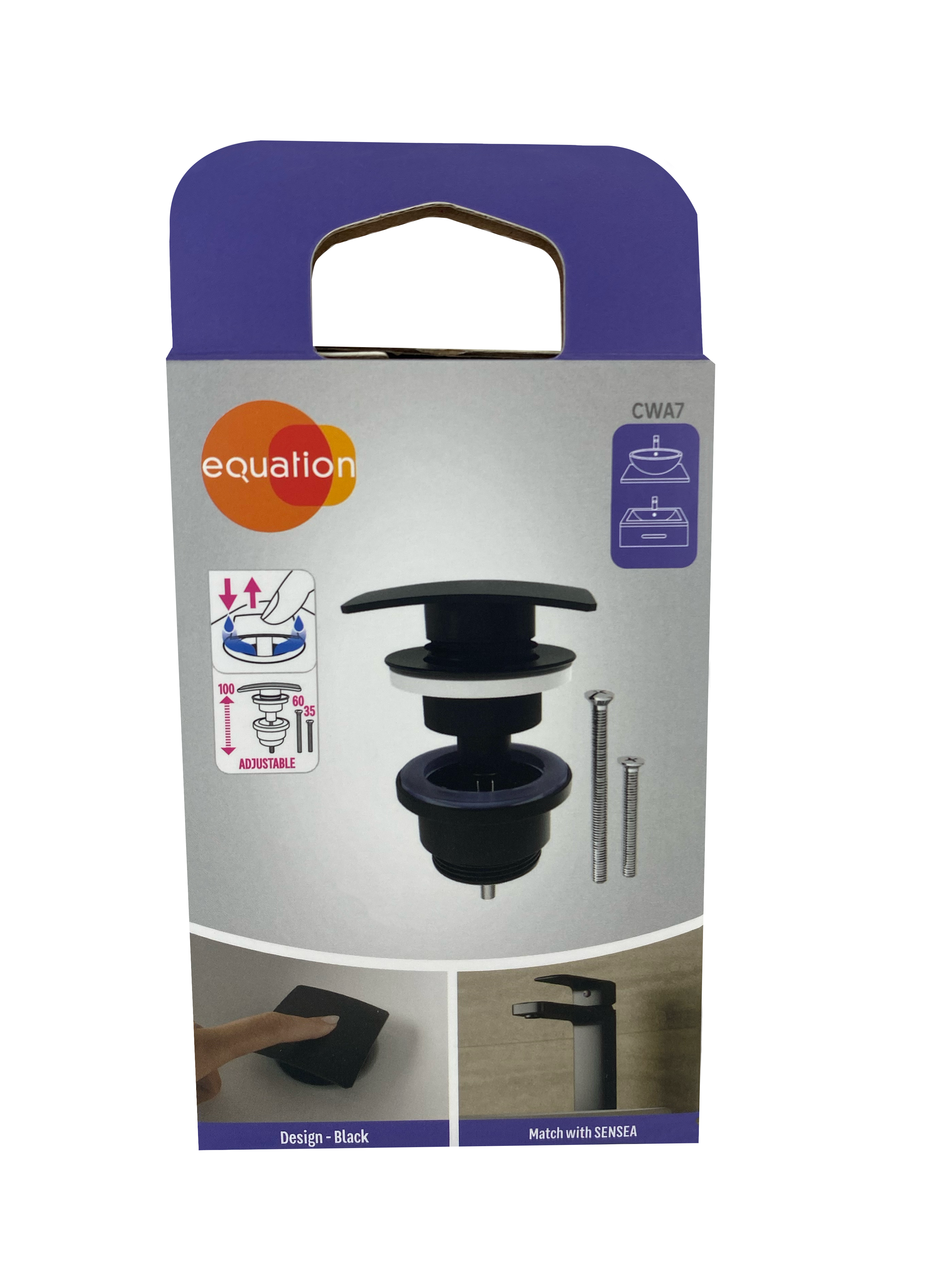 Válvula click cuadrada EQUATION  80 mm  negro mate - 9