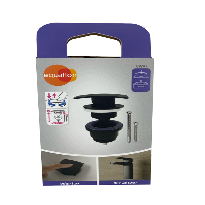 Korek KLIK KLAK uniwersalny czarny do umywalki kwadratowy Equation