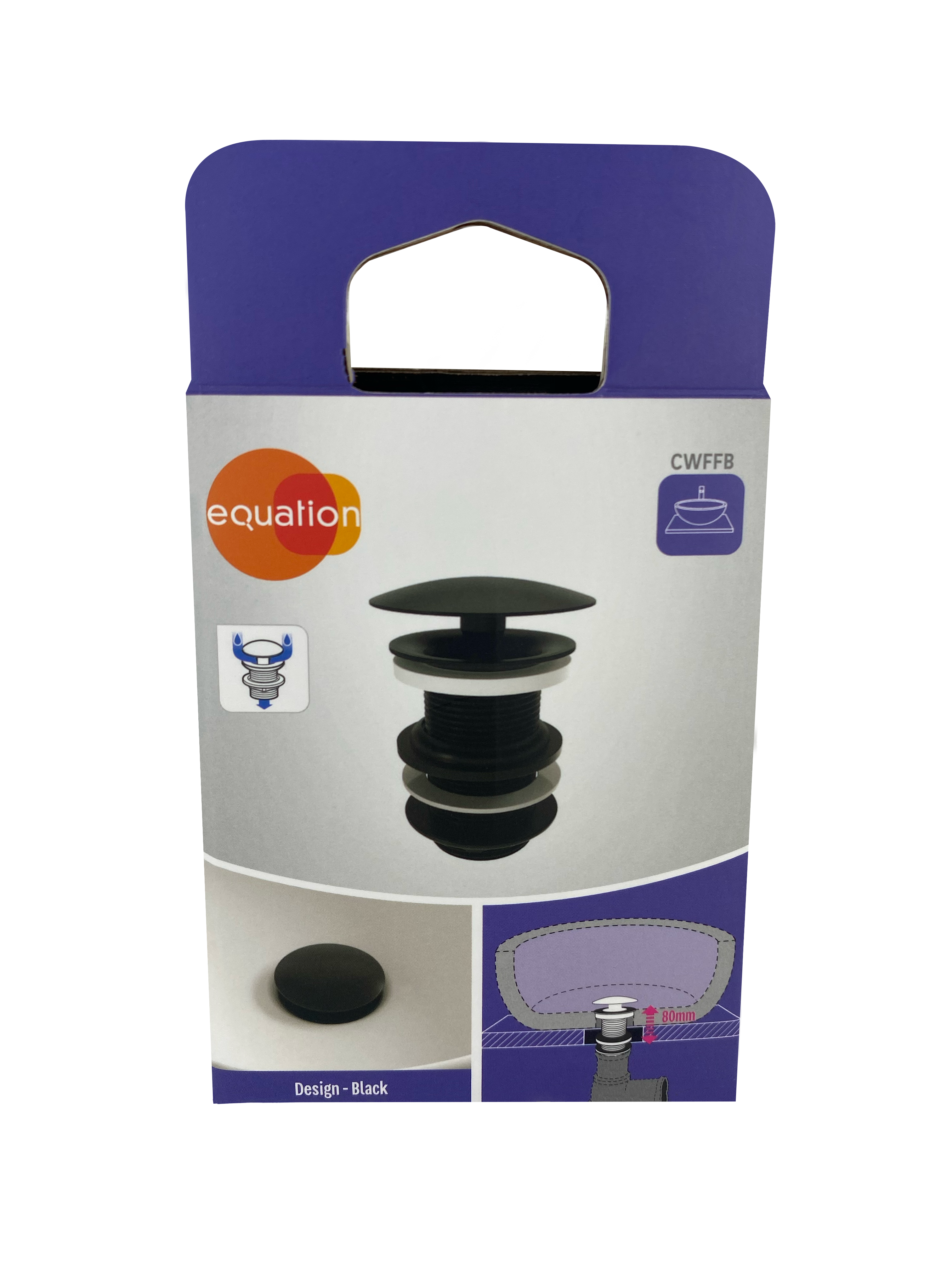 Korek Free Flow czarny mat do umywalki okrągły 80 mm Equation - 7