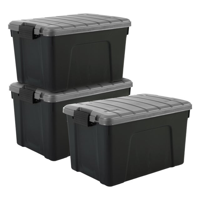 Lot de 3 malles recyclées SIA IRIS OHYAMA noir, 60L, H.35.5 x l.40 x P.59 cm