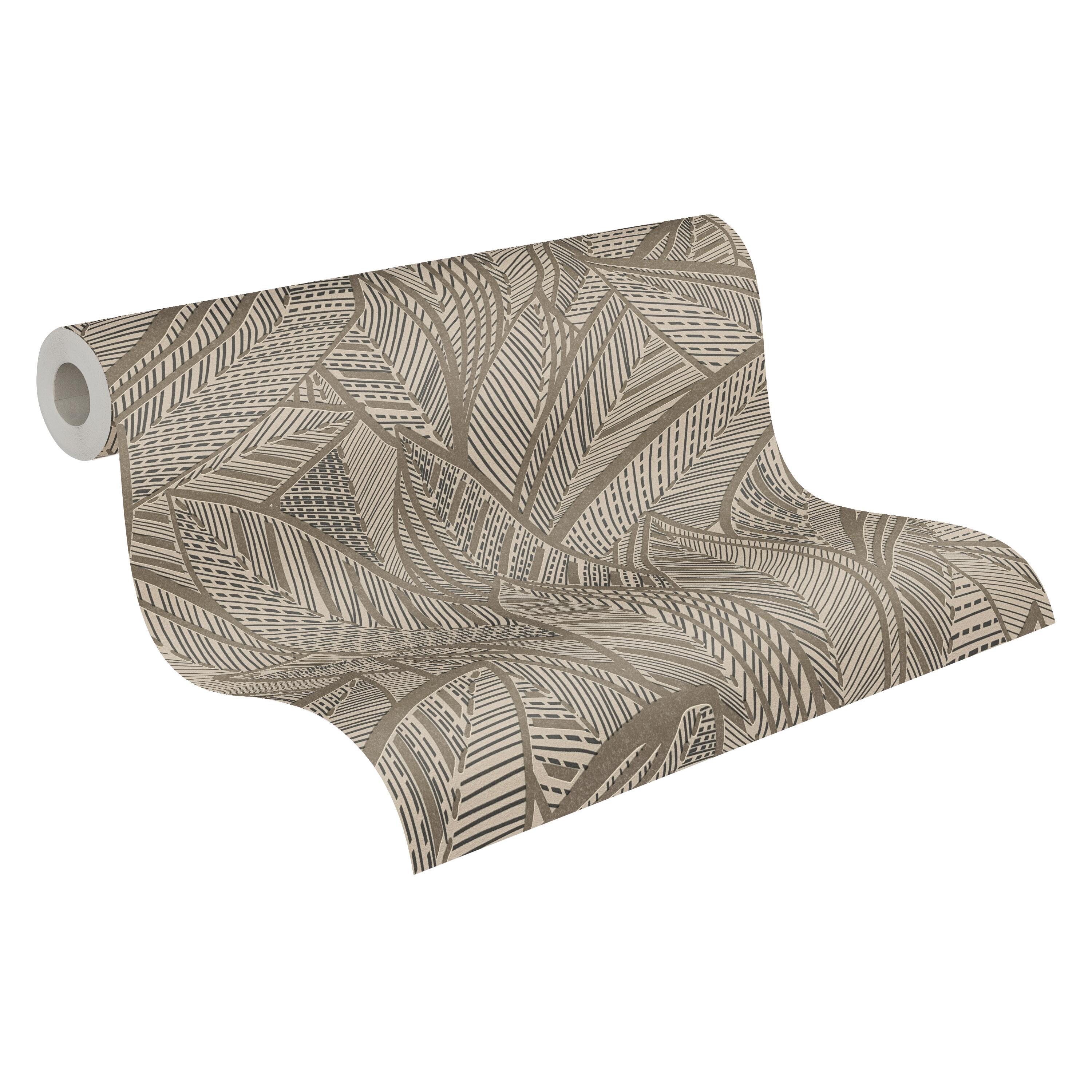 Papier peint intissé Feuille beige et or - 5