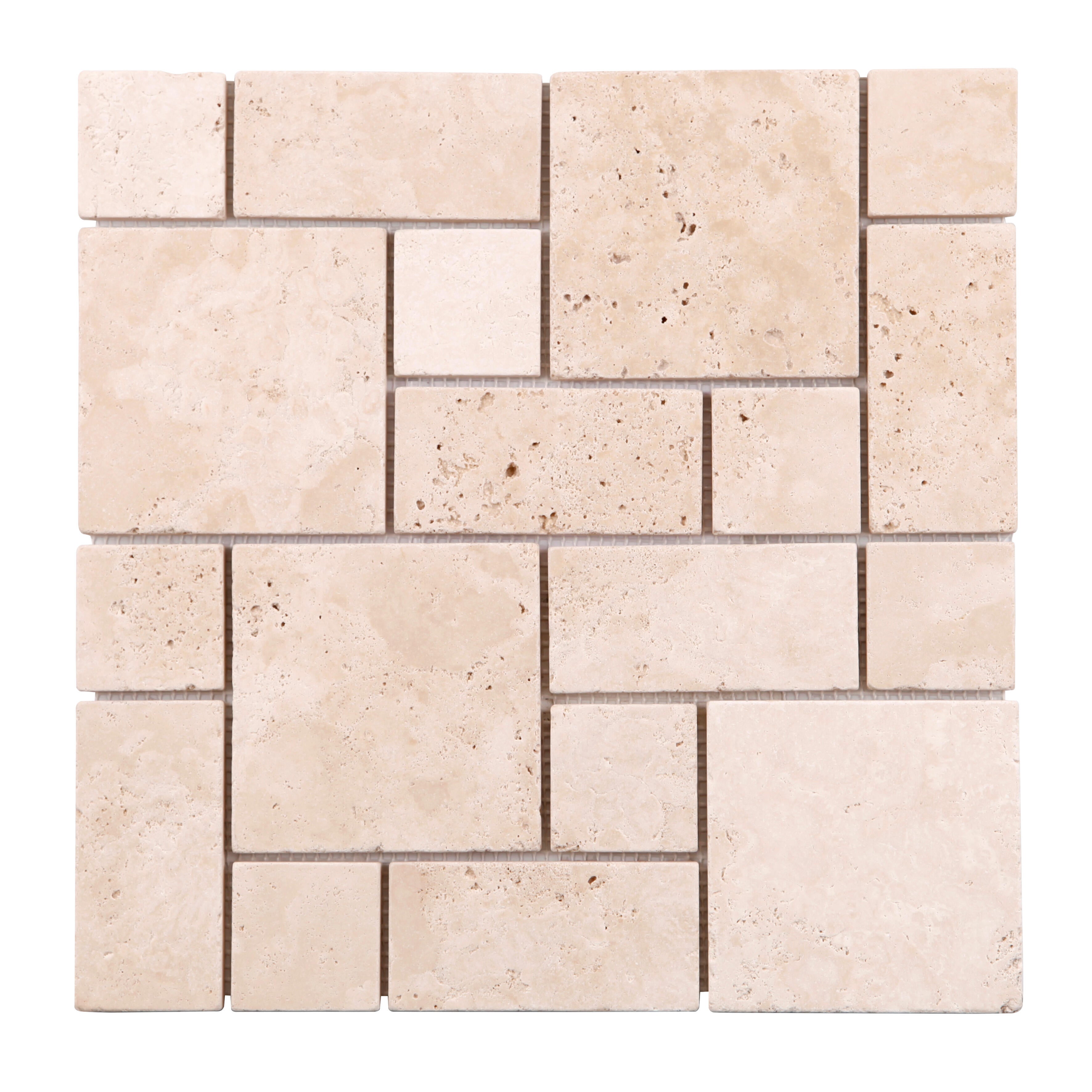 Mosaïque travertin sol mur et douche L.30 x l.30 cm - 2