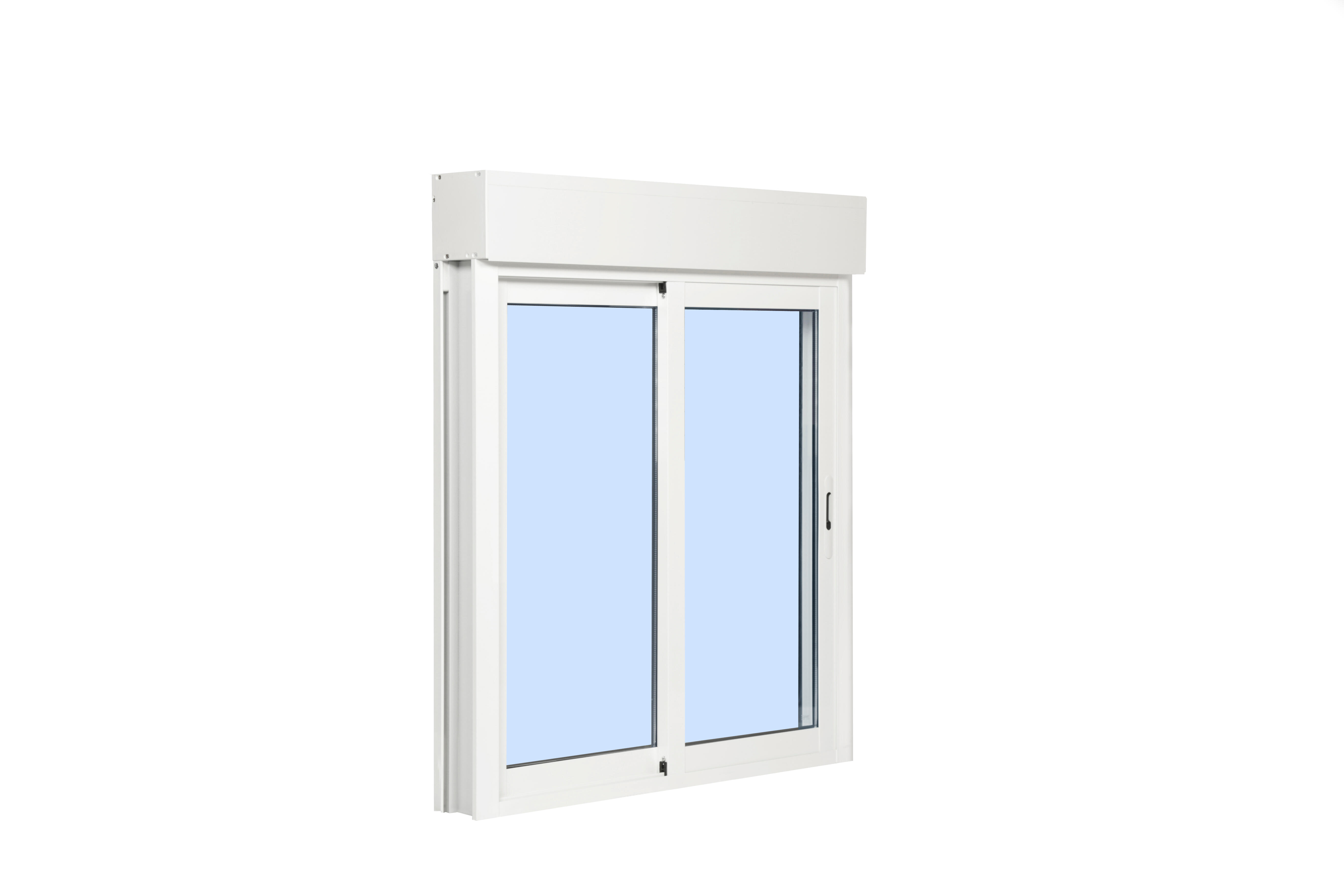 Fenêtre aluminium H.125 x l.120 cm coulissant 2 vantaux avec volet roulant intégré blanc - 4