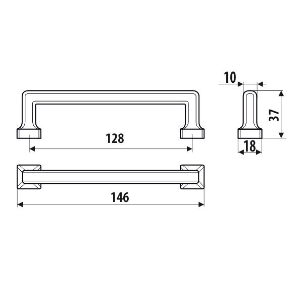Poignée alliage zinc et aluminium finition noir mat entraxe 128 mm - UR47 - 2