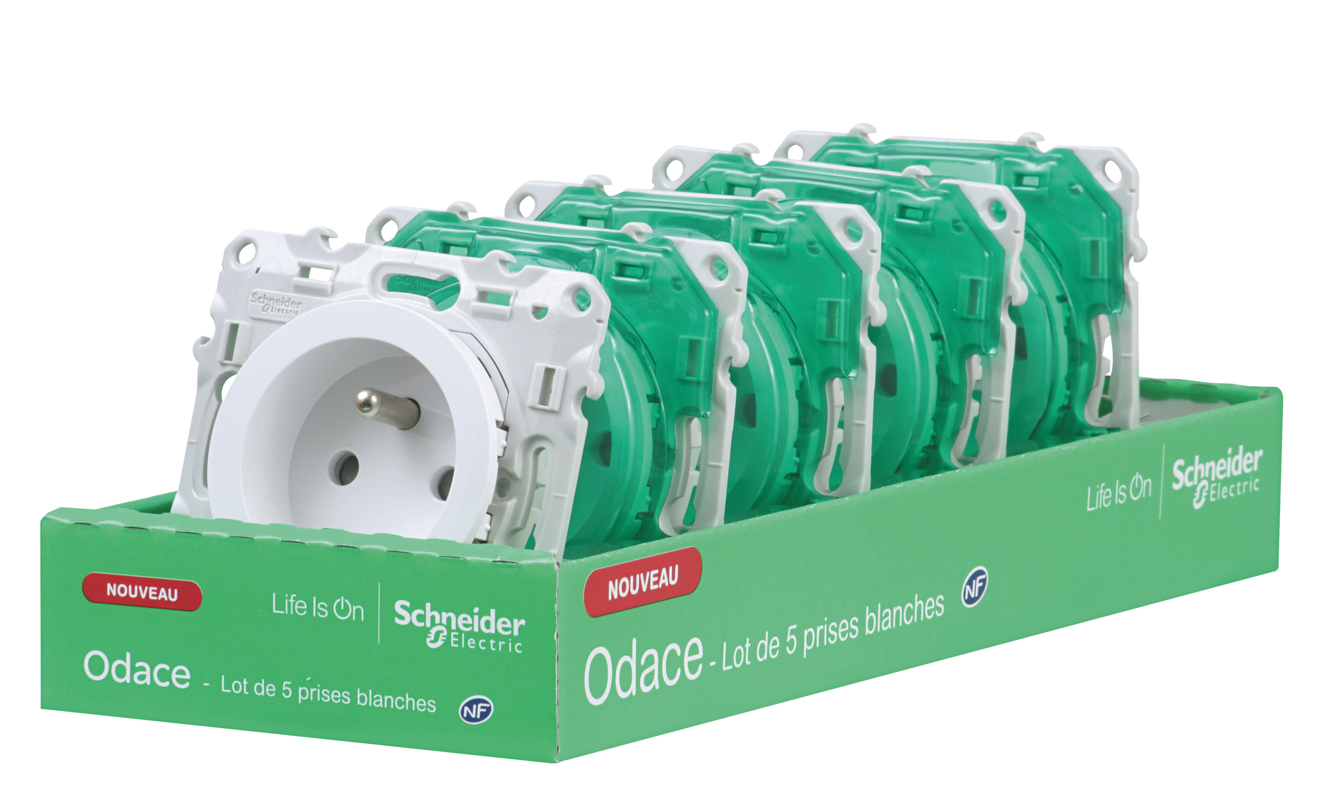 Prise de courant 2P+T  ODACE lot de 5 - SCHNEIDER ELECTRIC - 2