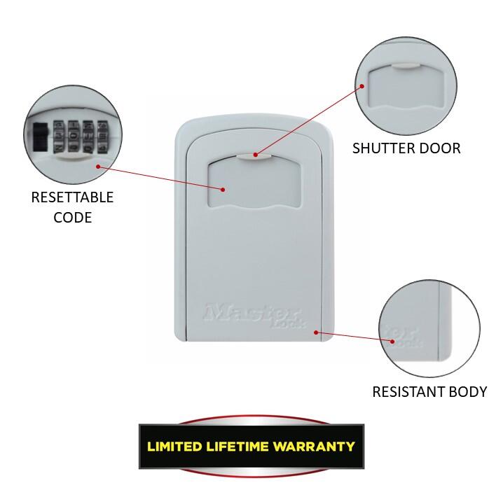 Boîte à clé sécurisée à fixer H.11,8 x l.8,3 x P.3,4 cm - MASTER LOCK 5401EURDCRM  - 7