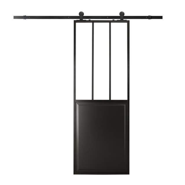 Porte coulissante seule Atelier noir sablé Larg.73 cm aluminium extrudé 