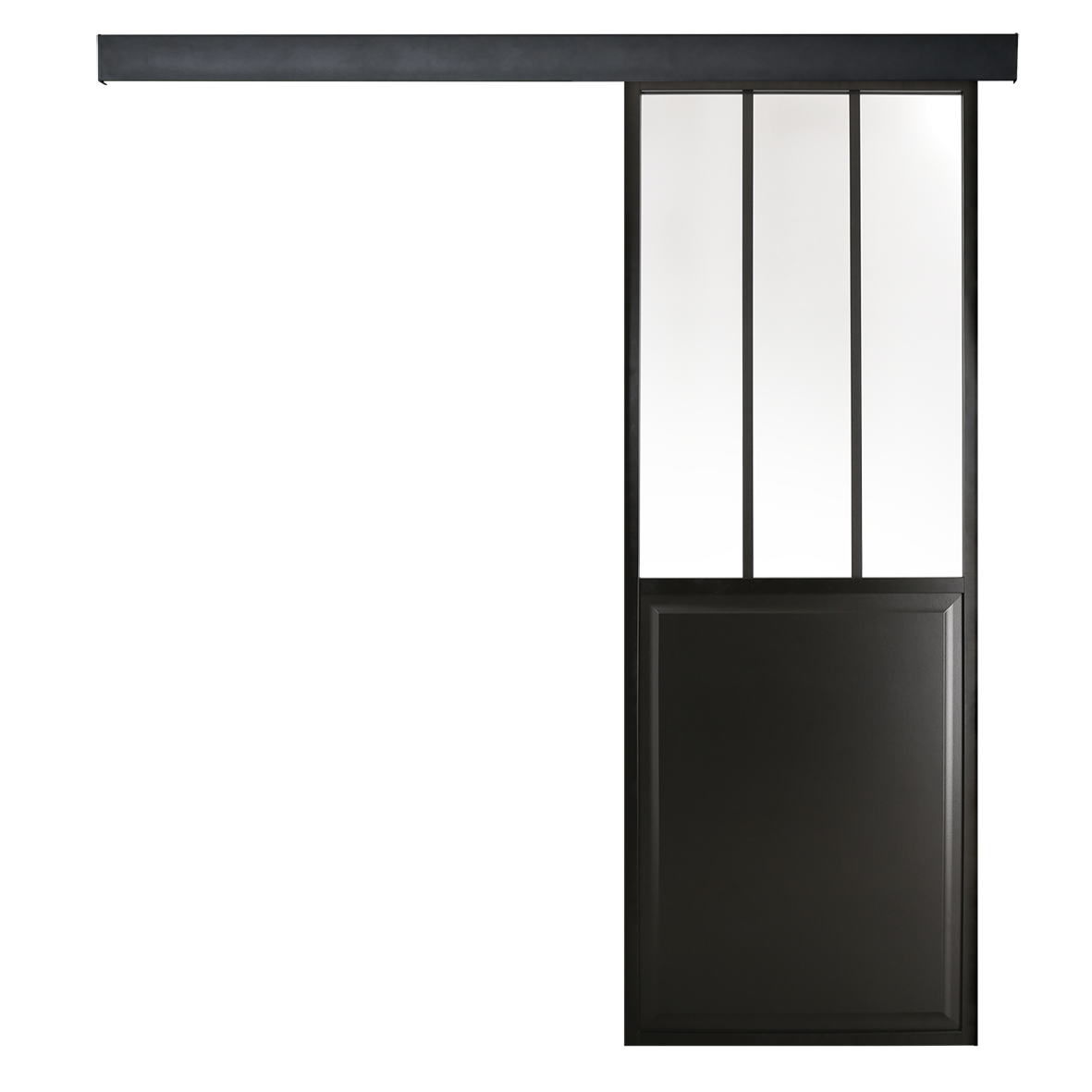 Porte coulissante seule Atelier noir sablé Larg.73 cm aluminium extrudé  - 2
