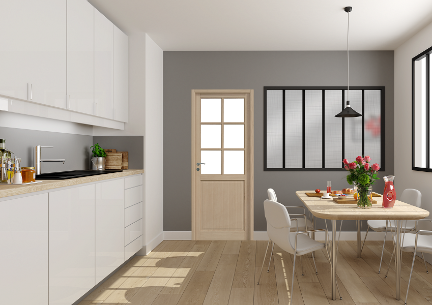 Bloc-porte Pyrite bois Larg.83 cm poussant droit pleine Huiss.90 mm - 2