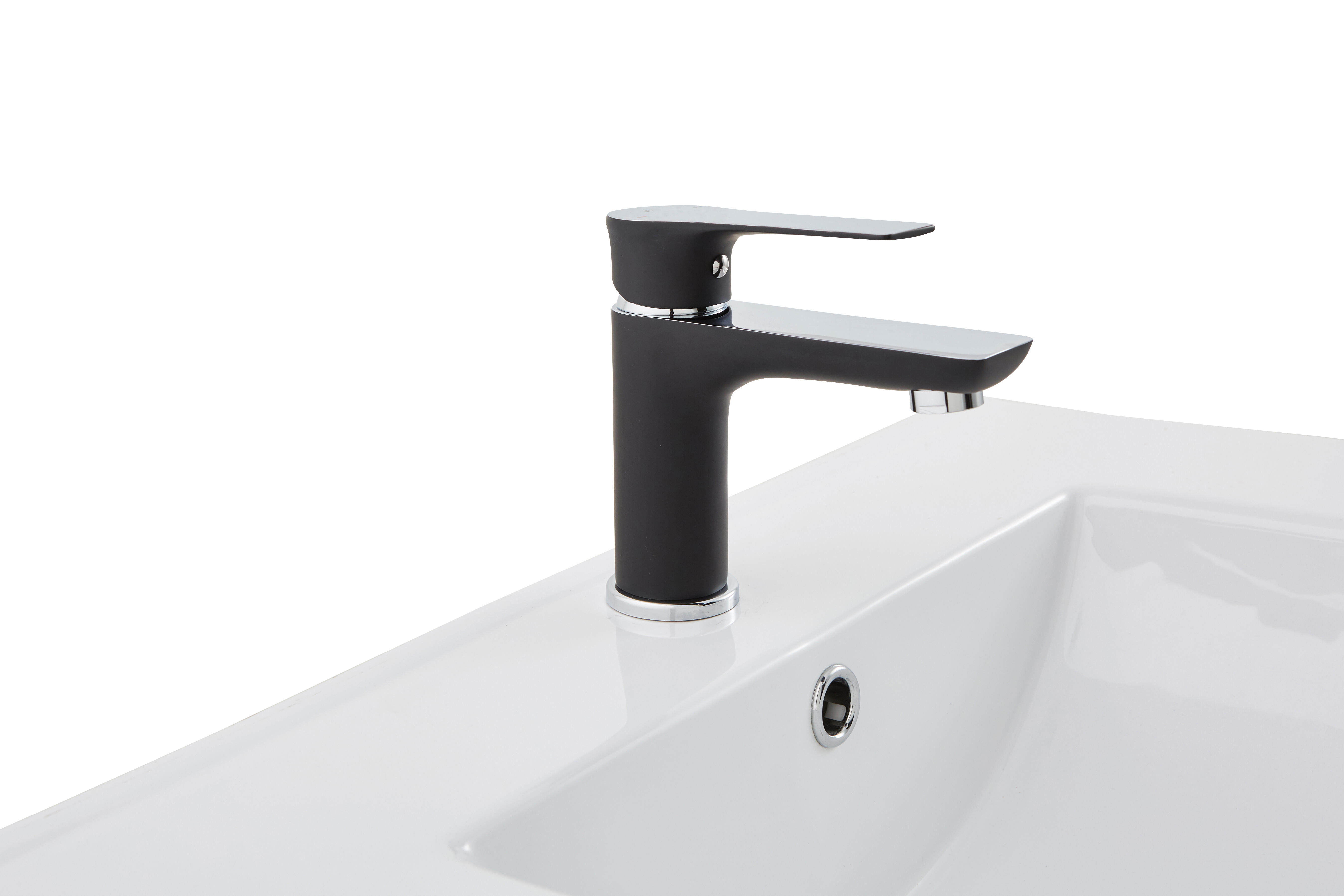 Mitigeur lavabo bec médium - Noir et chromé - Lover - 6