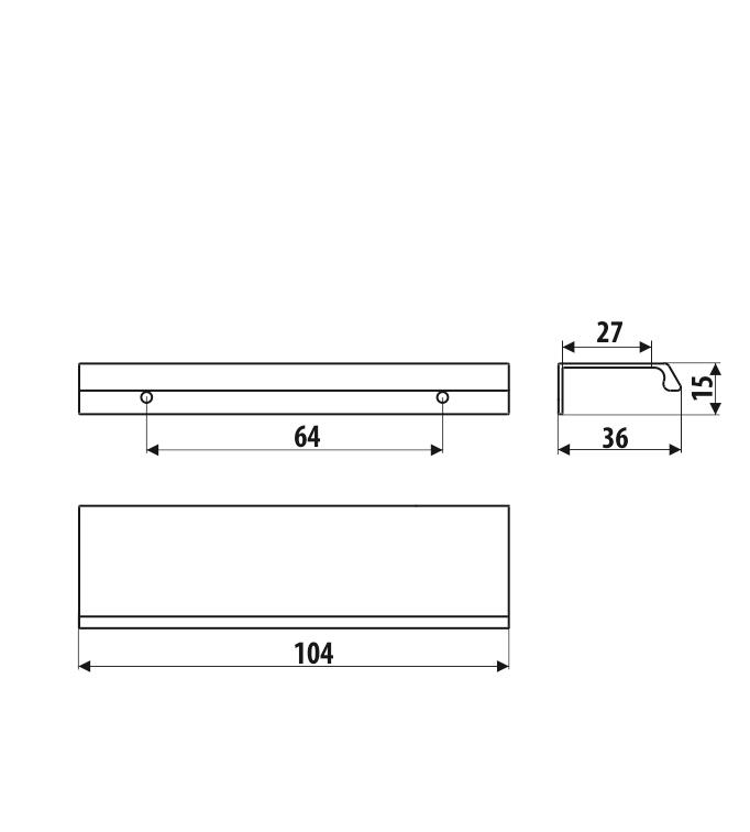 Poignée Aluminium finition aluminium brossé entraxe 64 mm - UA123 - 2