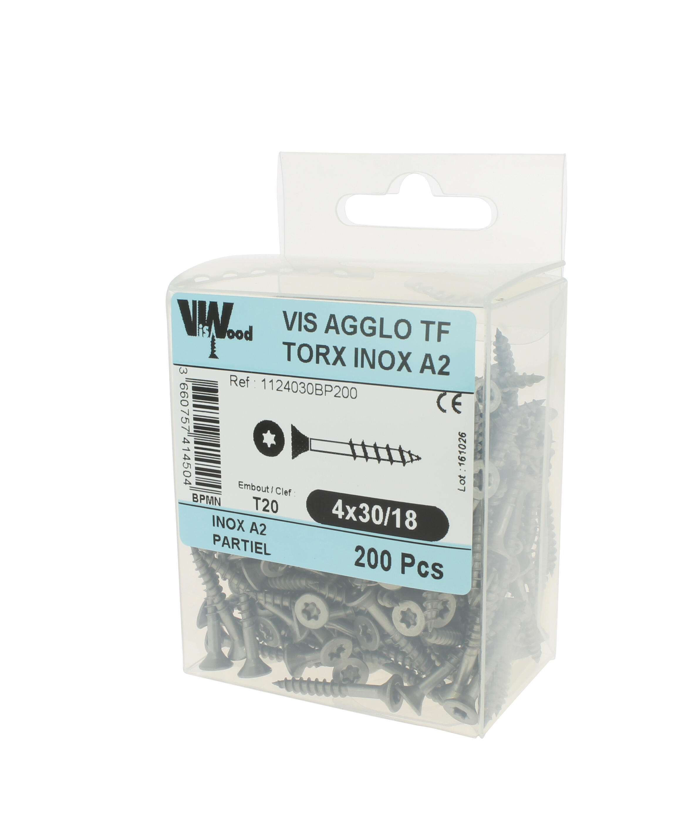 Vis bois inox A2 Diam. 4 x 30 mm Boîte de 200 - VISWOOD - 2