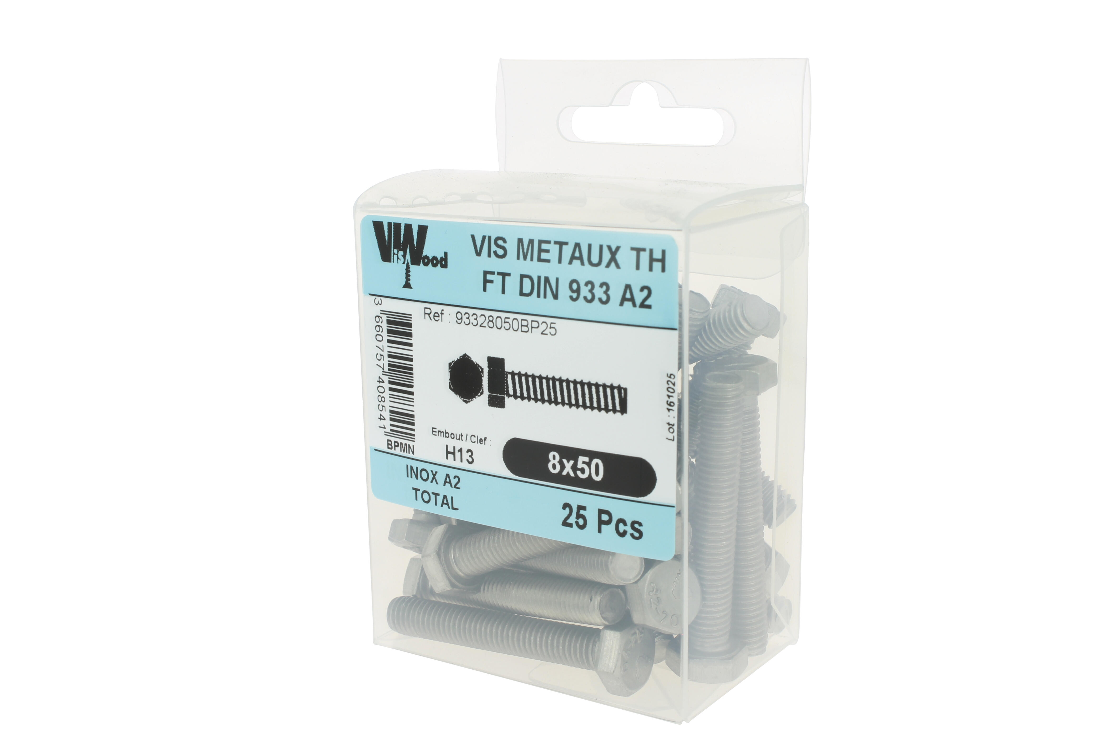 Vis métaux inox A2 Diam. 8 x 50 mm Boîte de 25 - VISWOOD - 2