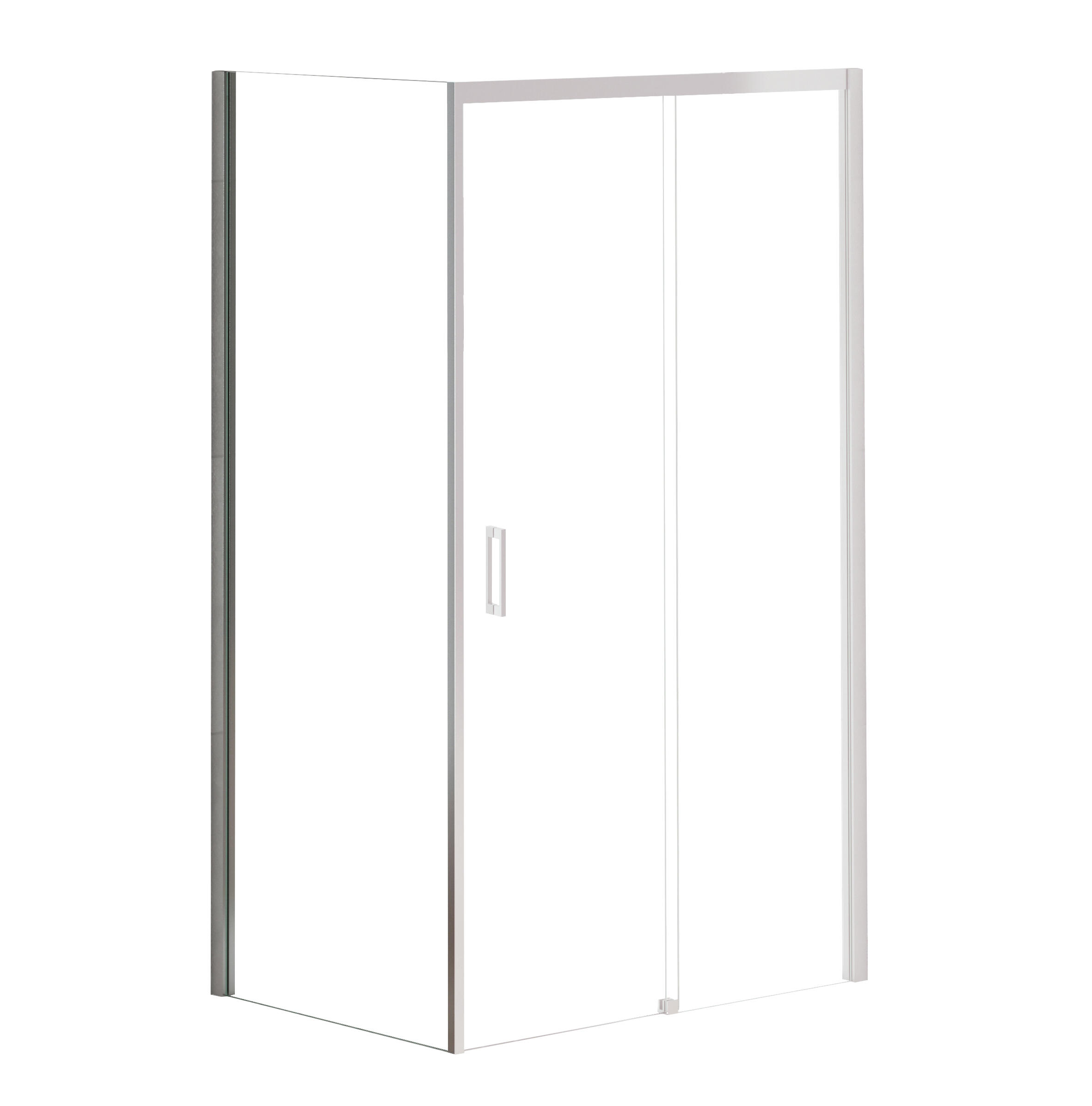Paroi de douche fixe à l'italienne chromée L.90 x H.200 cm verre trempé transparent Ep.6 mm - Athènes - 2