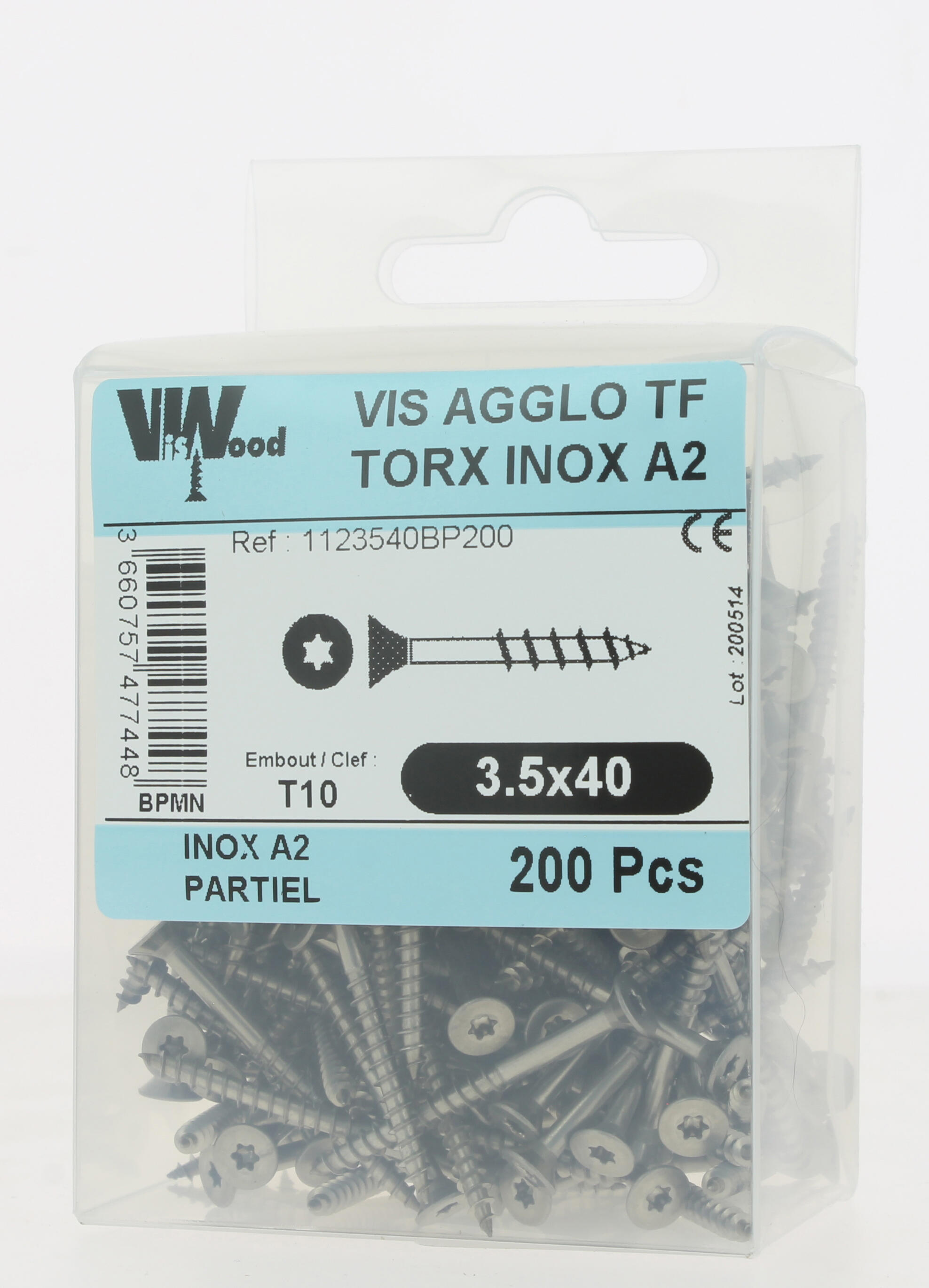 Vis bois inox A2 Diam. 3,5 x 40 mm Boîte de 200 - VISWOOD - 2