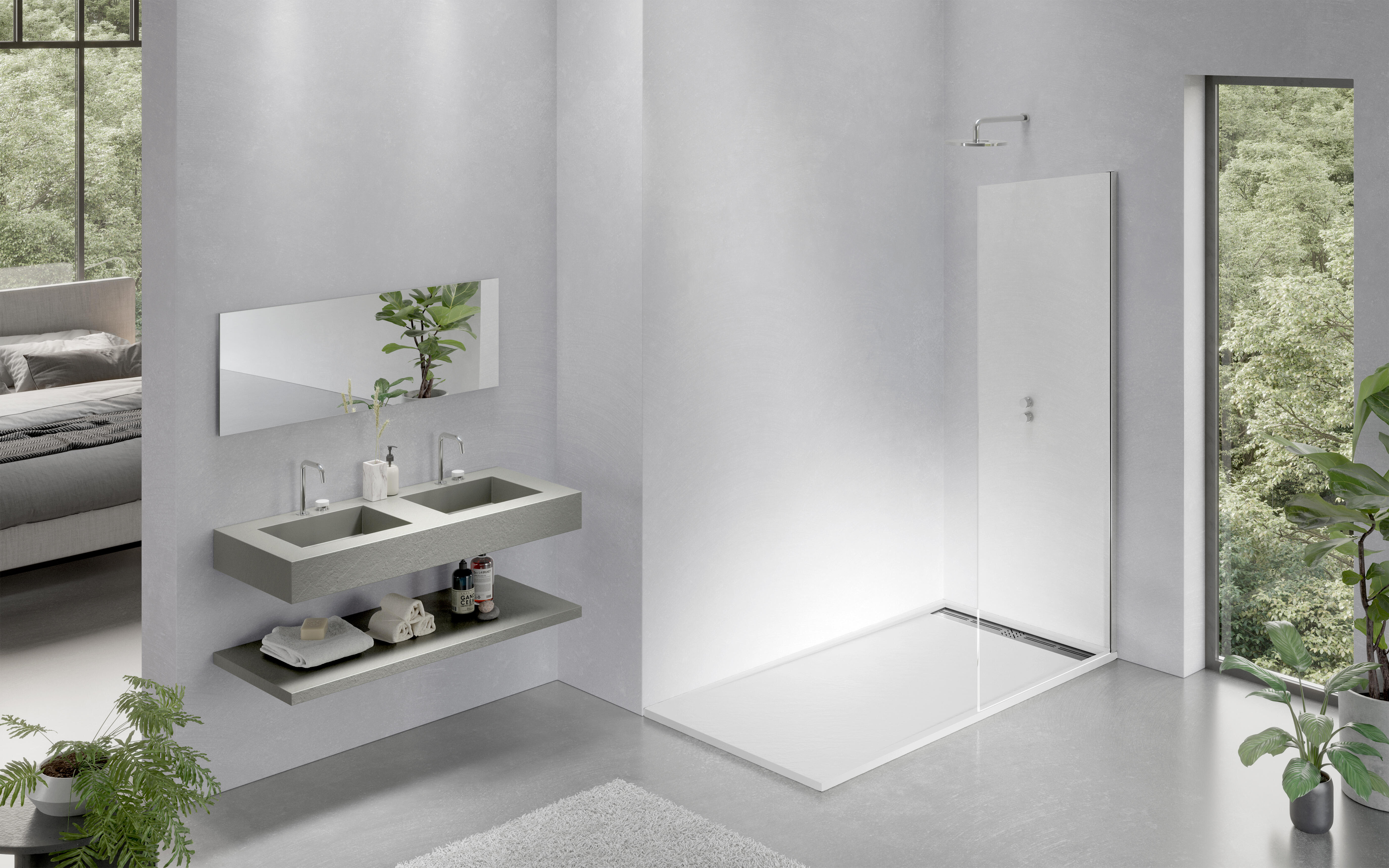 Receveur de douche extra-plat L.160 x l.90 cm Ep.2,8 cm résine blanc Senstures Caniveau - 4