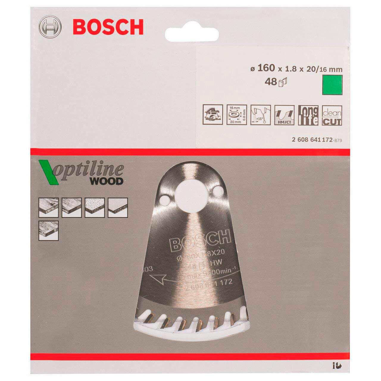 Lame de scie circulaire optiline 160 x 20/16 x 1,8mm - 2608641172 BOSCH - 5