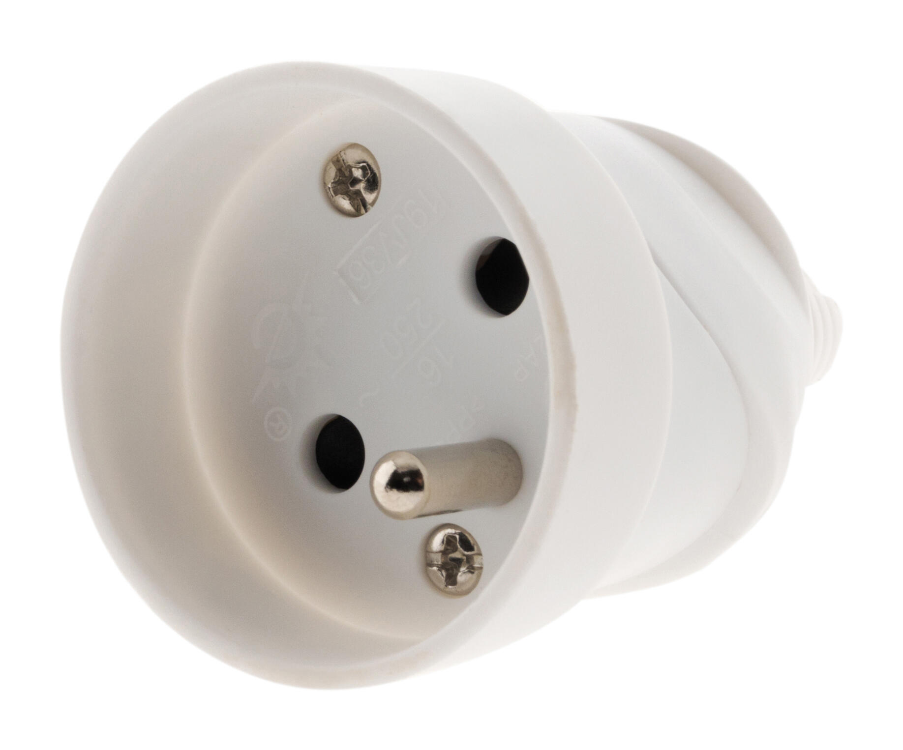 Fiche femelle 2P+T 10/16A sortie dte blanc  - 2