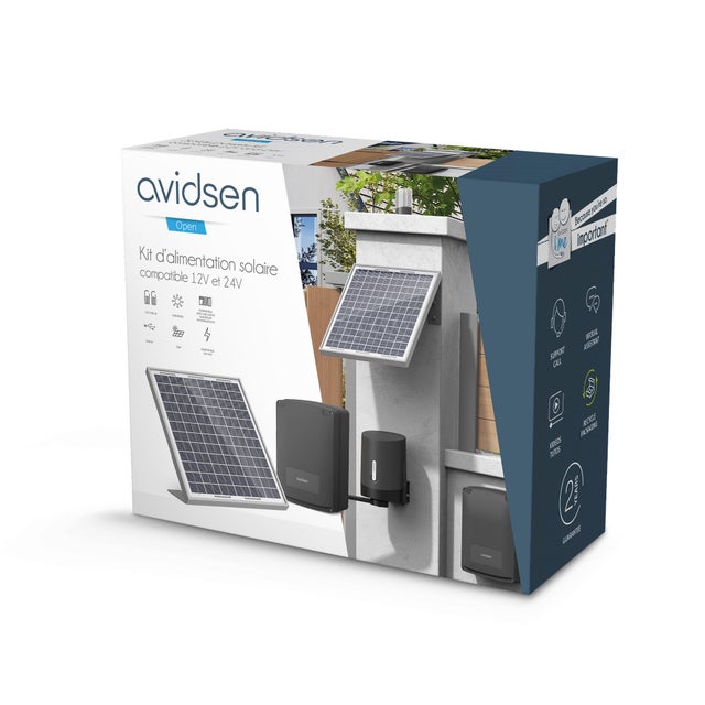 Kit solaire universel pour motorisation de portail 12V et 24V - Avidsen